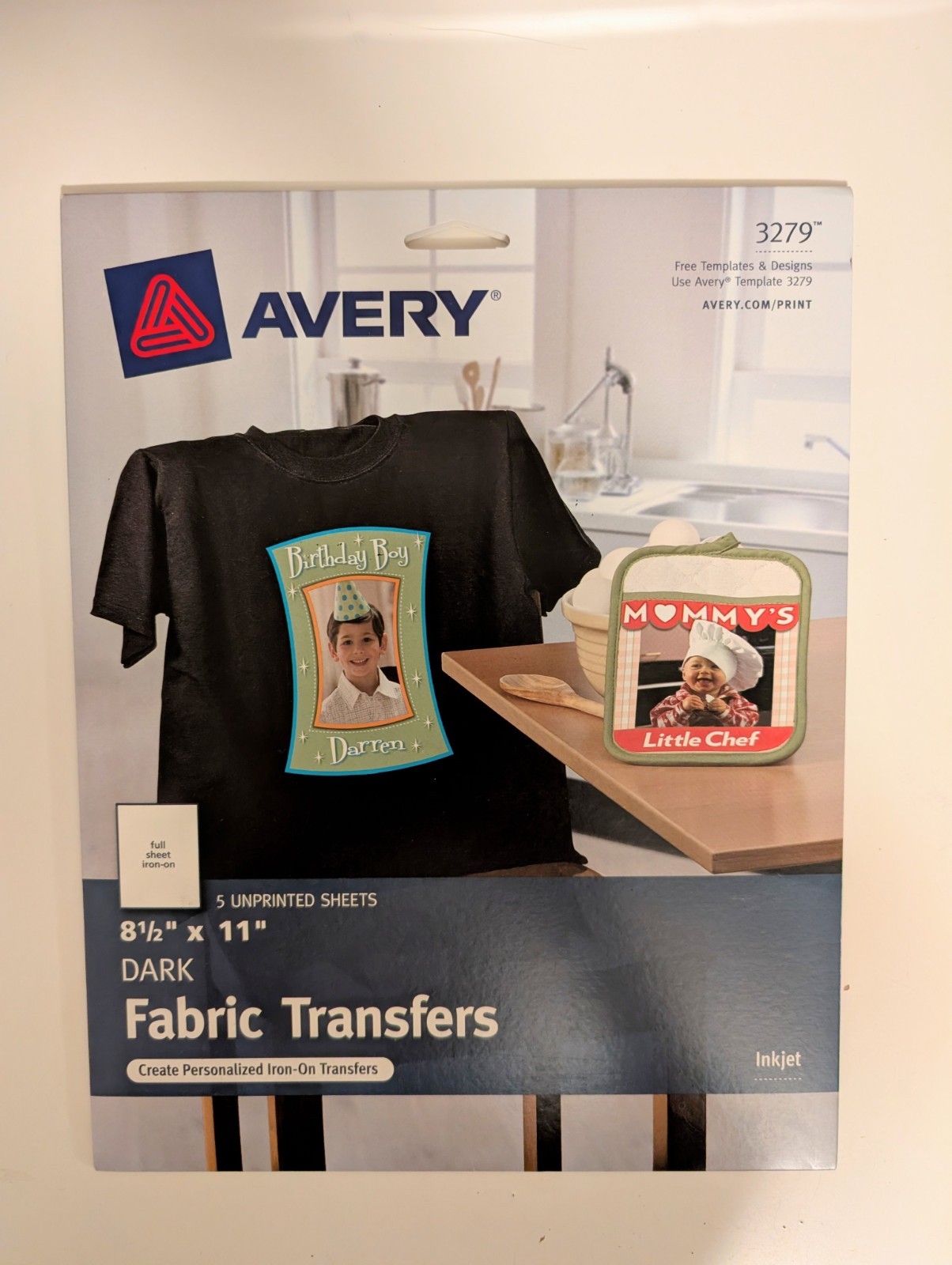 Avery 3279 CUSTOM TRANSFERS DARK Fabric T-shirts InkJet Printable Iron-On 8.5×11