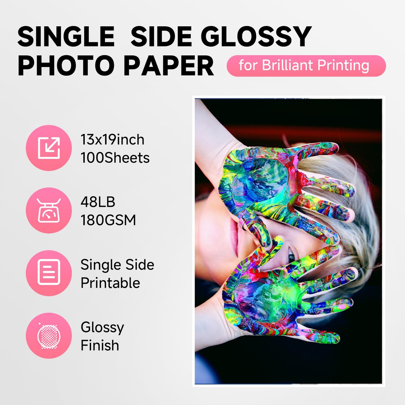 100 Sheets Professional Glossy Inkjet Photo Paper 13×19 Inch 180GSM Supply