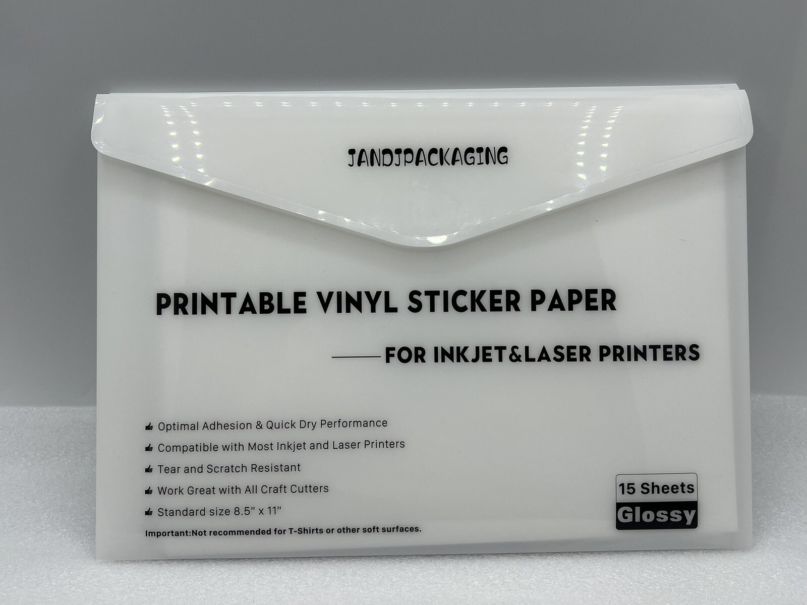 Printable Vinyl Sticker Paper for Inkjet/Laser Printer 8.5×11″ 30 Glossy Sheets