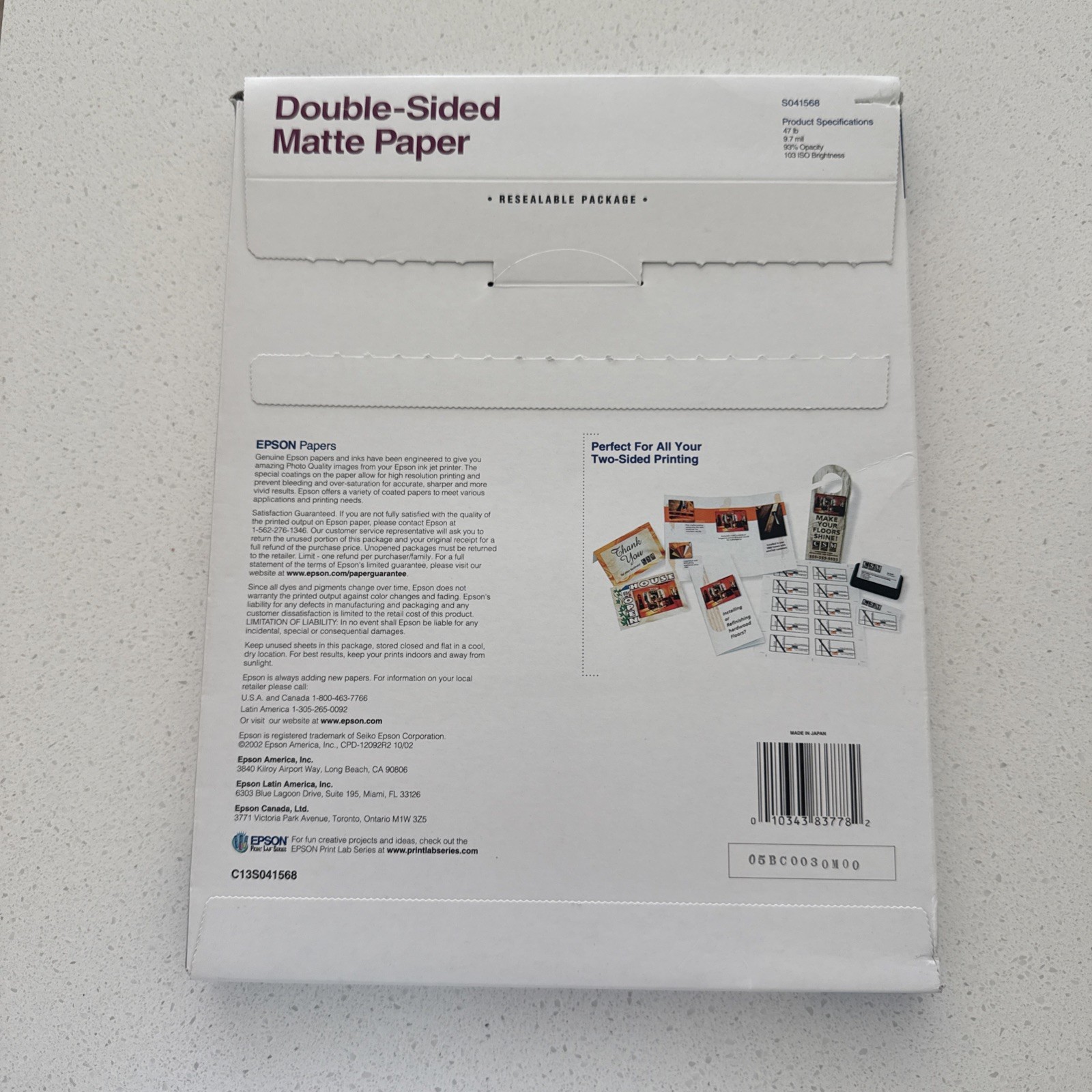 Premium Matte Presentation Paper 9.7 mil 8.5×11″ 47 lb Matte White Double Side