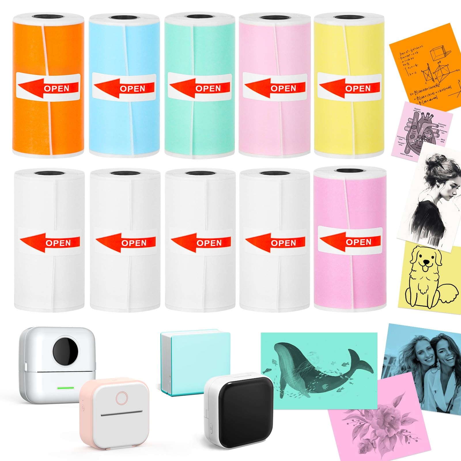 10 Rolls Thermal Sticker Paper for Phomemo T02/M2/M02X Mini Printer, 4 Rolls …