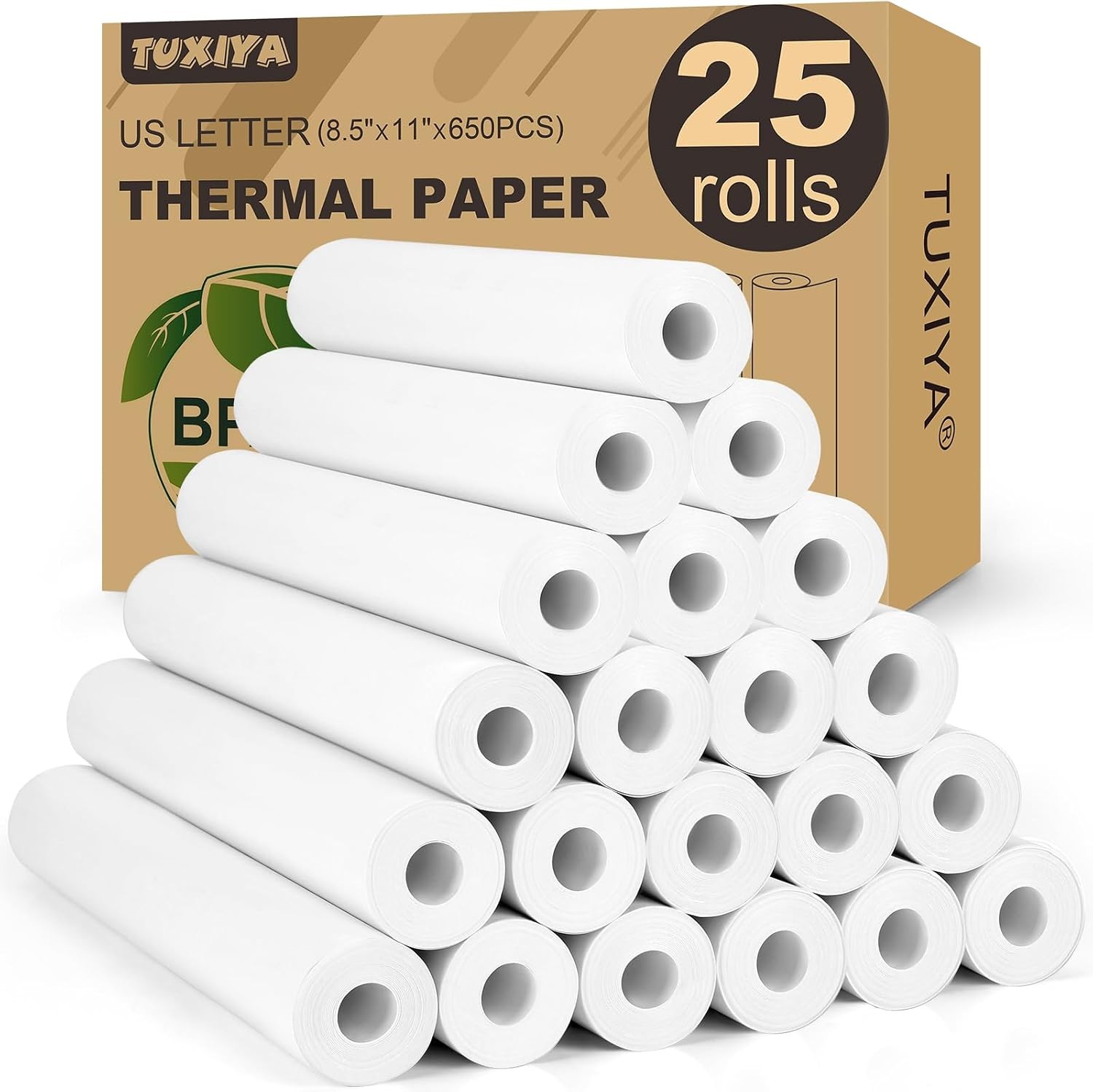25 Rolls 8.5×11 Thermal Printer Paper Letter Size BPA Free 650 Sheets
