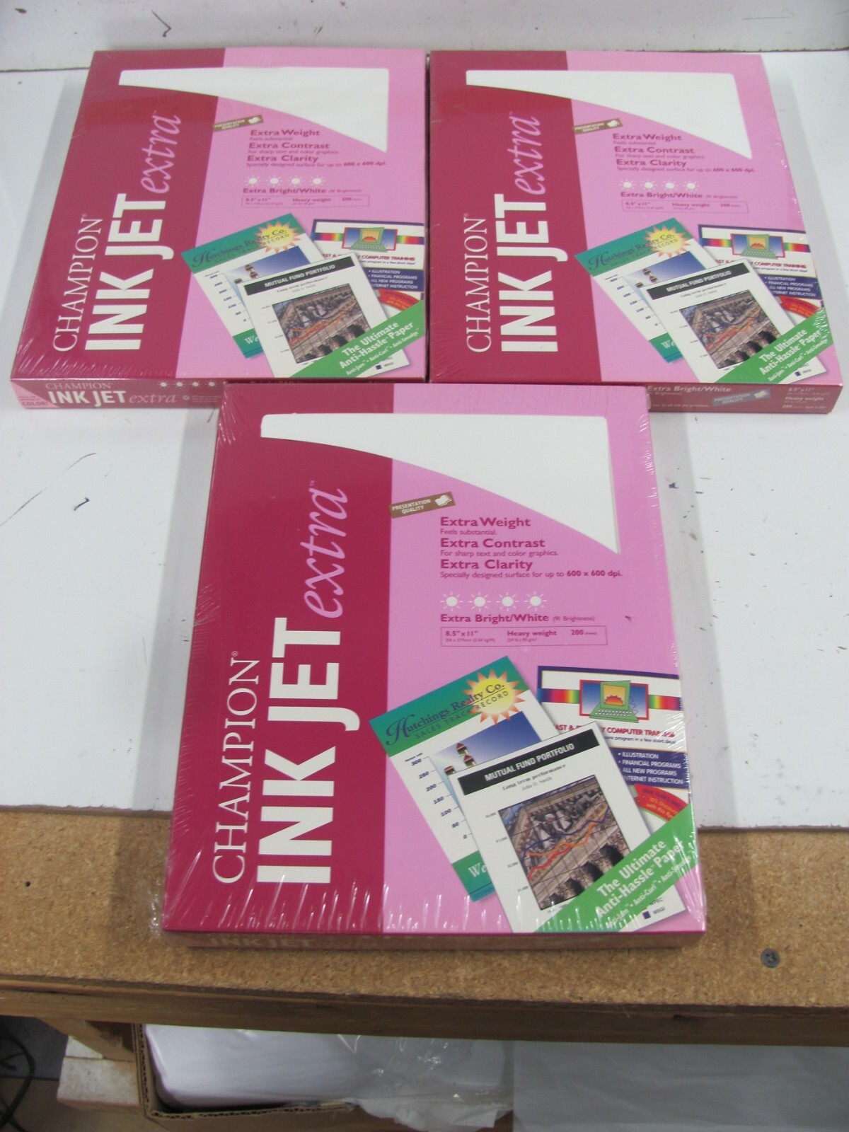 Lot of 3 – Champion Ink Jet 200 SHEETS Extra Bright White HEAVY Weight 8.5 x 11