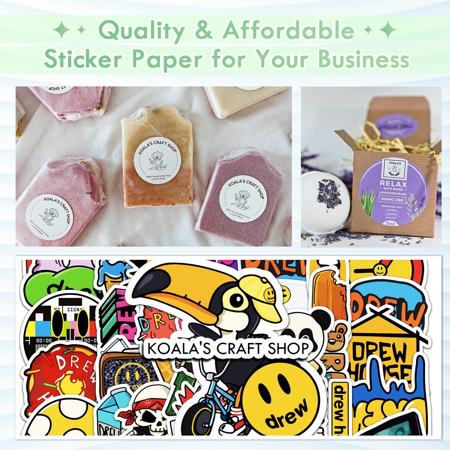 Koala Printable Vinyl Sticker Paper for Inkjet Printer 11×17 Inch – 10 Sheets…