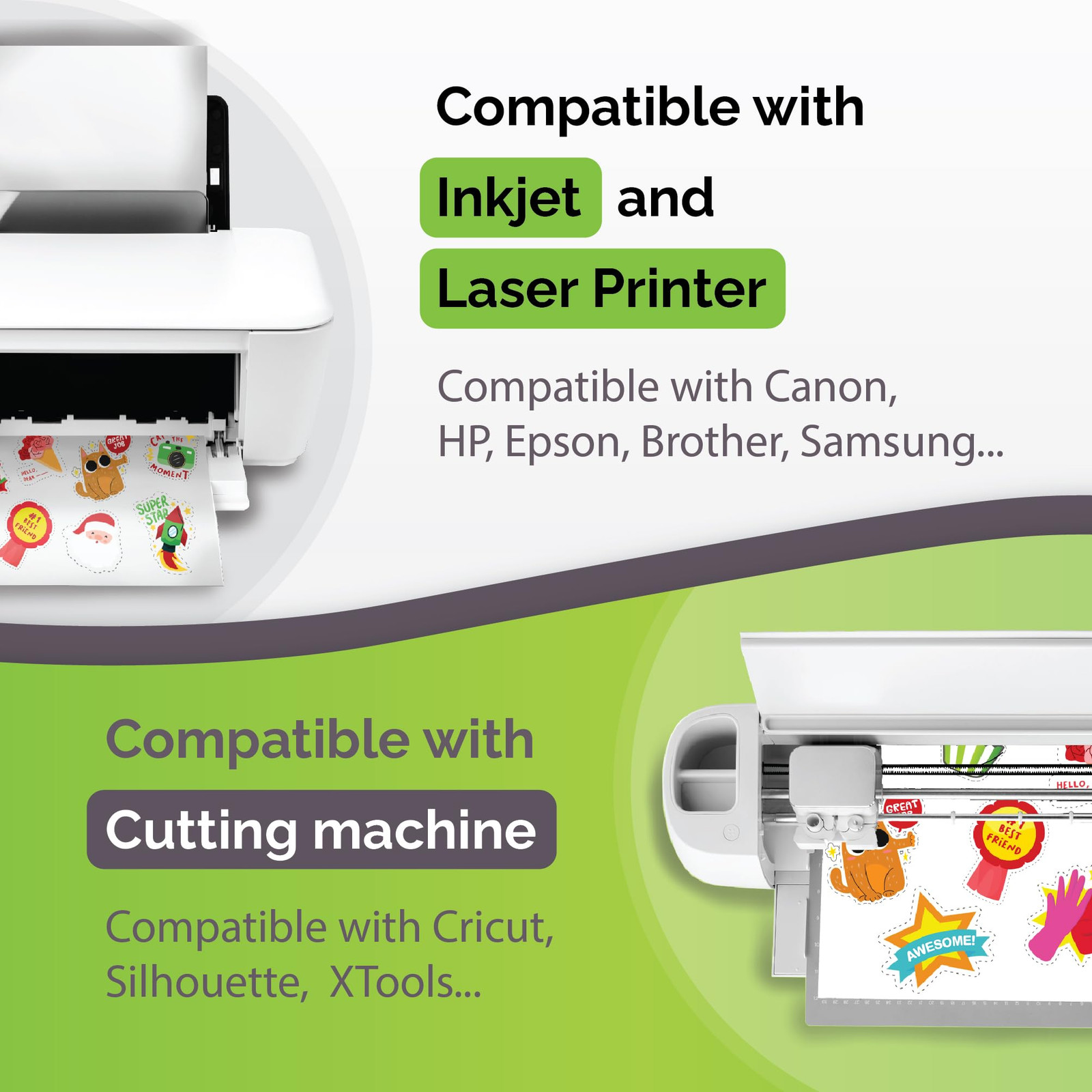 Premium Printable Vinyl Sticker Paper for Inkjet & Laser Printer – 34 Sheets …