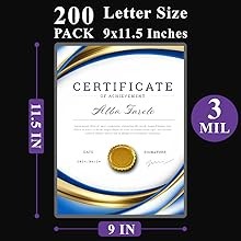 Laminating Sheets 8.5 x 11, 200 Pack Thermal Laminating Pouches 3 mil, Clear