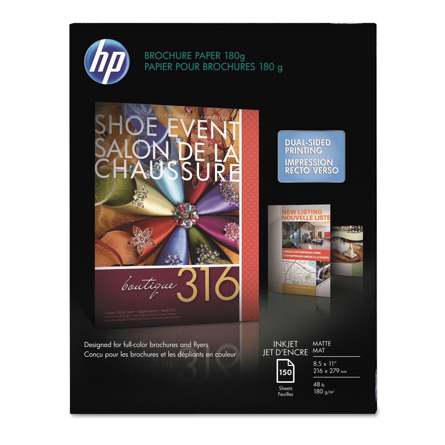 HP Brochure Inkjet Paper, 8.5×11, Matte, 150 Sheets, 180 Gram CH016A