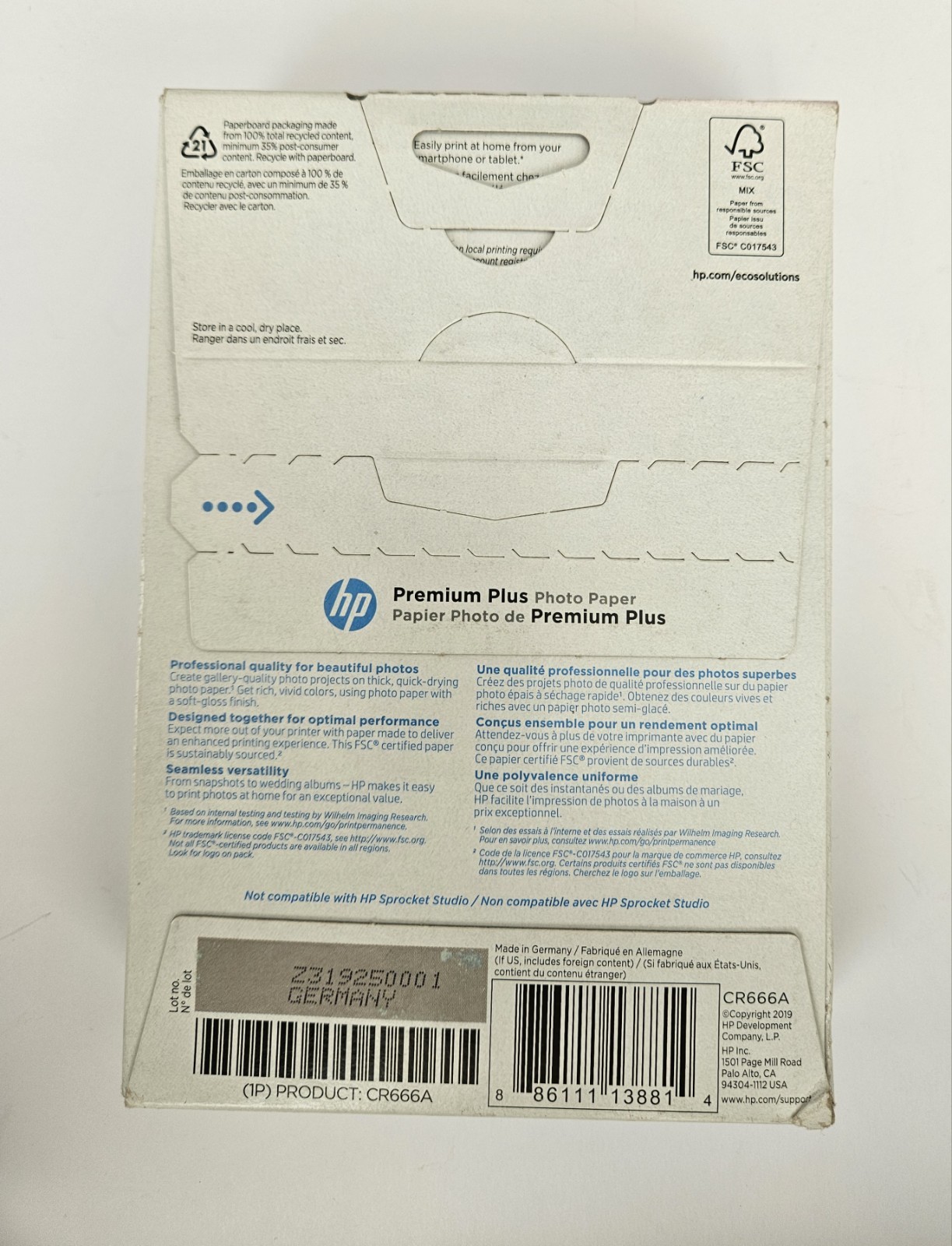 HP Premium Plus Soft Gloss Photo Paper 100 Sheets of 4″ x 6″ CR666A New/Sealed.