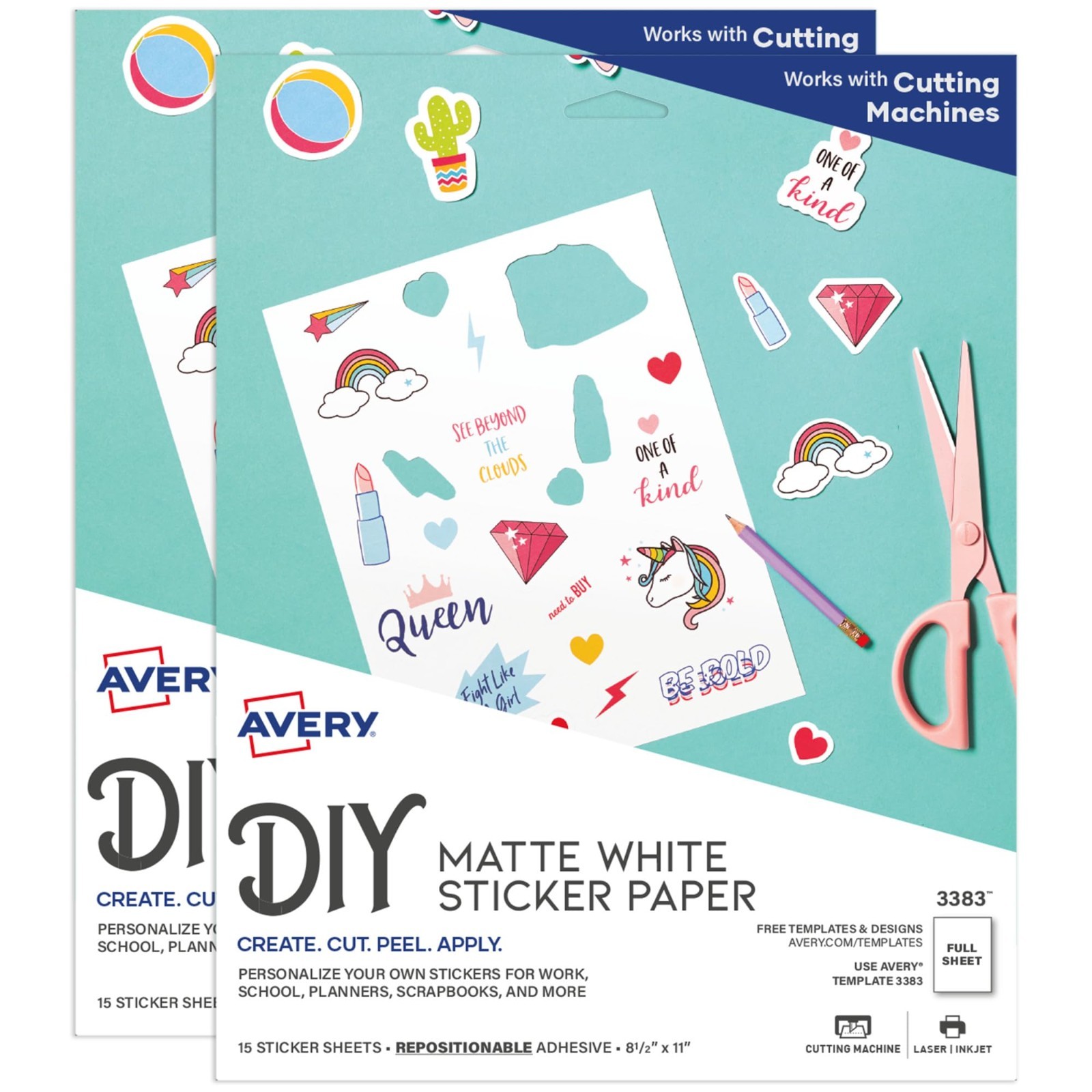 Printable Sticker Paper 8.5″x11″ Matte White, Repositionable Adhesive, 30 Sheets