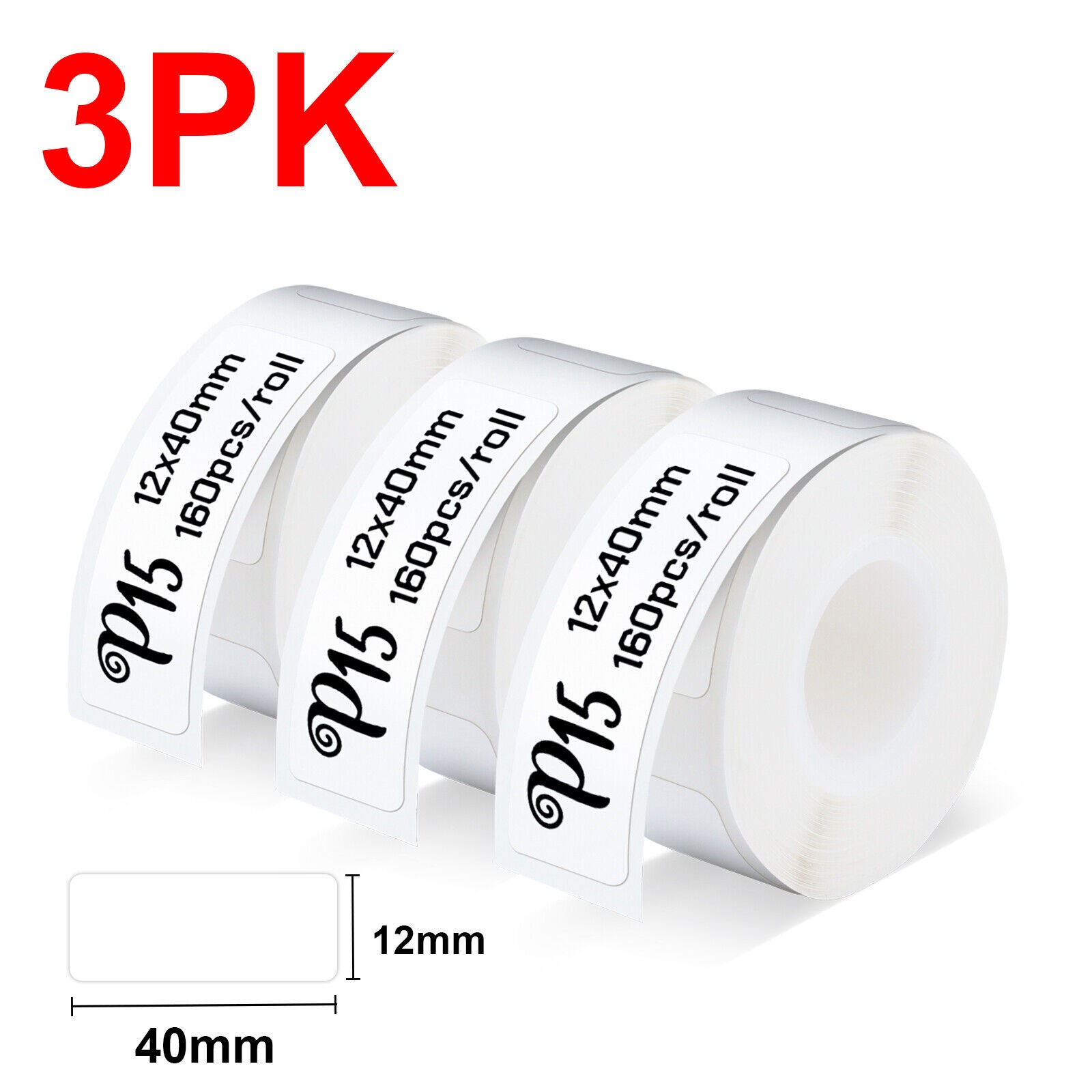 3 Rolls Direct Self-adhesive Label Sticker Thermal Paper for Printer P15 D30 Q30