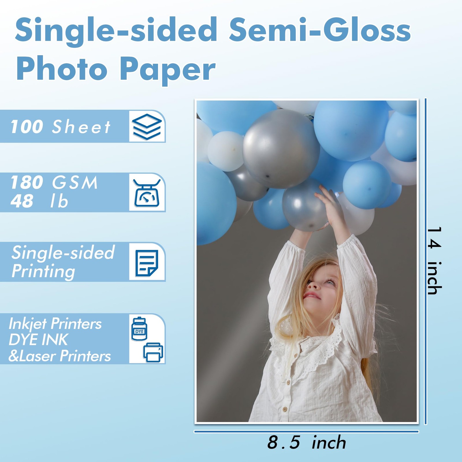 Koala Semi-Gloss Photo Paper 8.5X14 Inches 100 Sheets for Inkjet and Laser Pr…