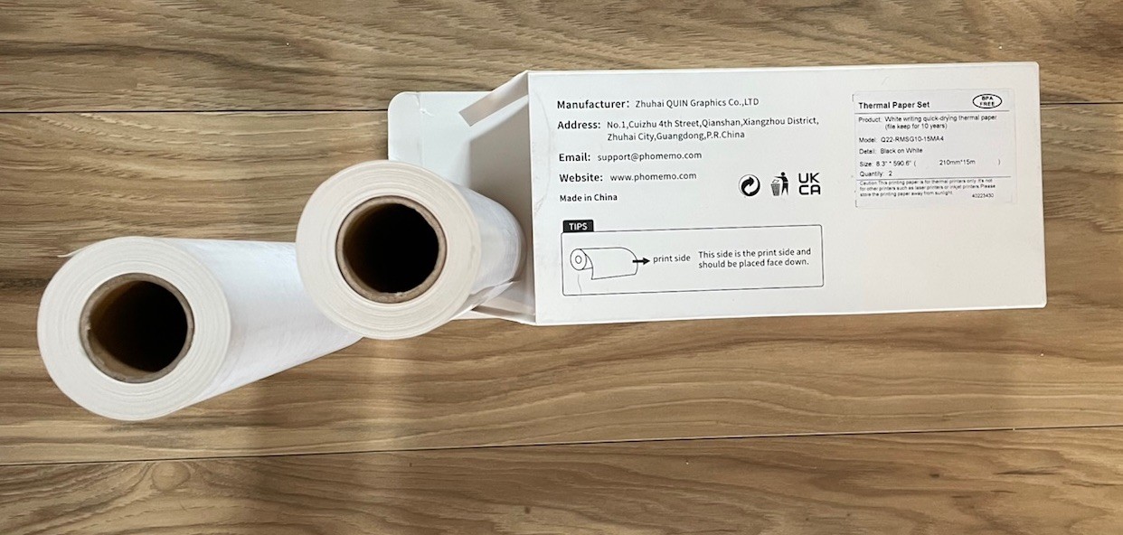 Thermal Paper Set – White, Quick‑Drying Model: Q22‑RMSG10‑15MA4, 8.3″ × 59″