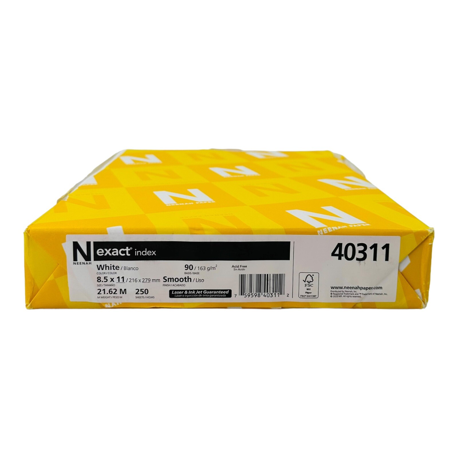 250 Sheets Neenah Exact Index 8.5″ x 11″ White Printer Paper 90 Basis