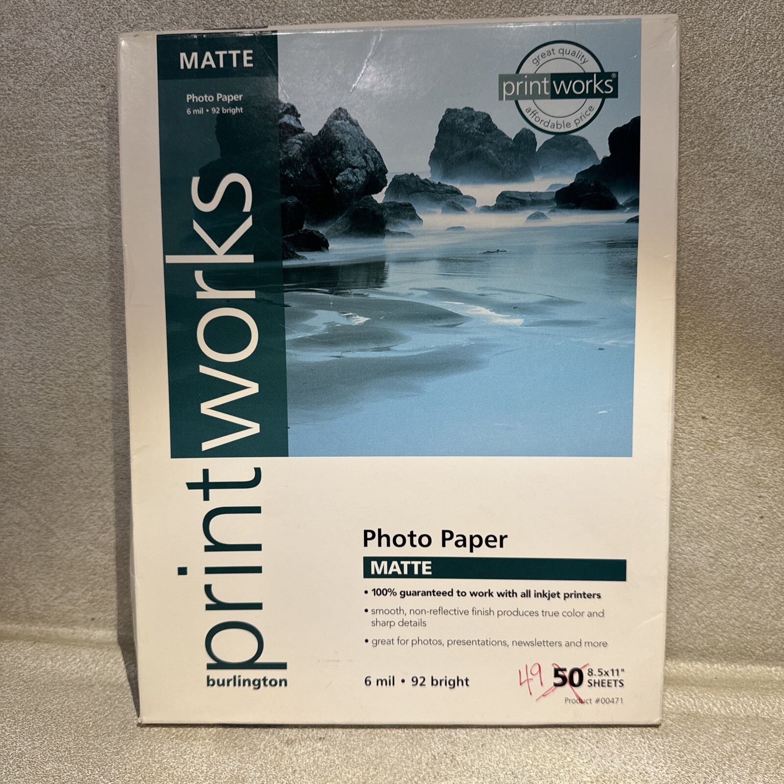 Burlington Printworks #00471 Photo Paper 8.5”x11” MATTE 49 Sheets (used 1 Sheet)