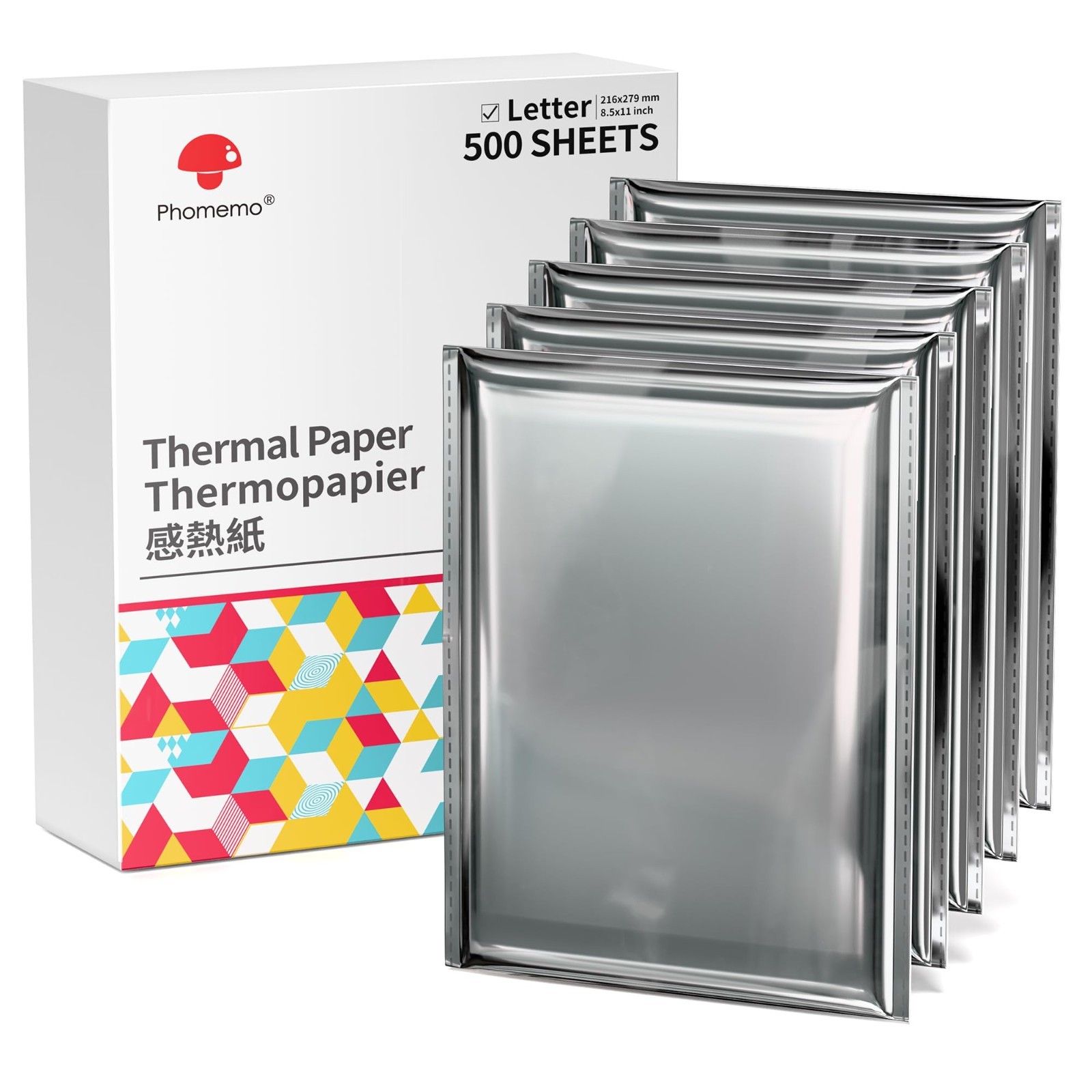 Inkless Thermal Printer Paper 8.5″ x 11″ – 500 Sheets for M08F, A285M, M832D, M8