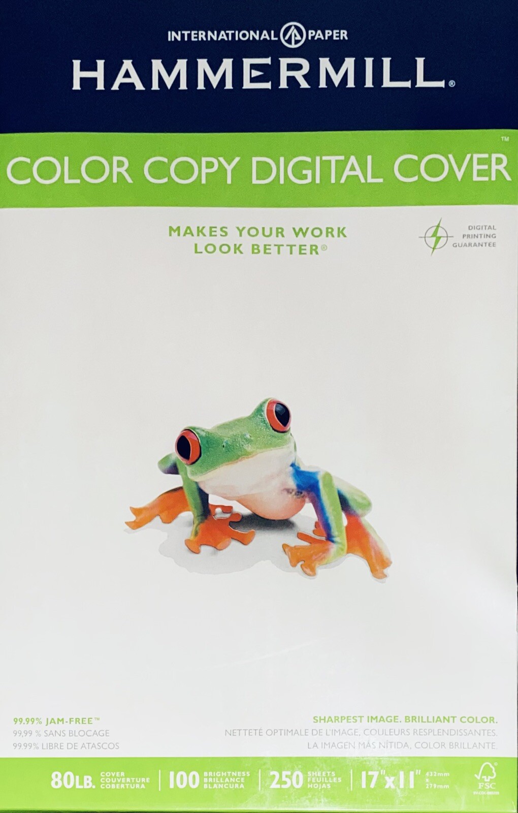 Hammermill Copier Digital Cover Stock 80 lbs. 17 x 11 Photo White 250 Sheets
