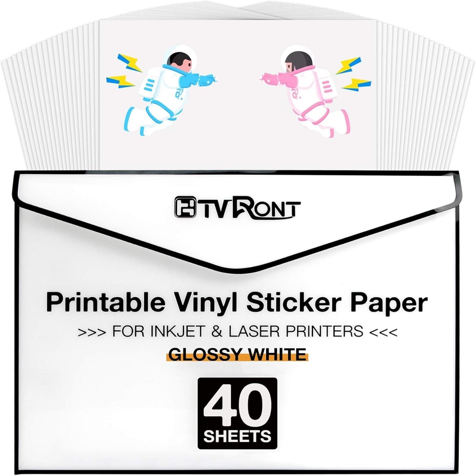 Printable Vinyl for Inkjet Printer & Laser Printer – 40 Pcs Glossy White Wate…