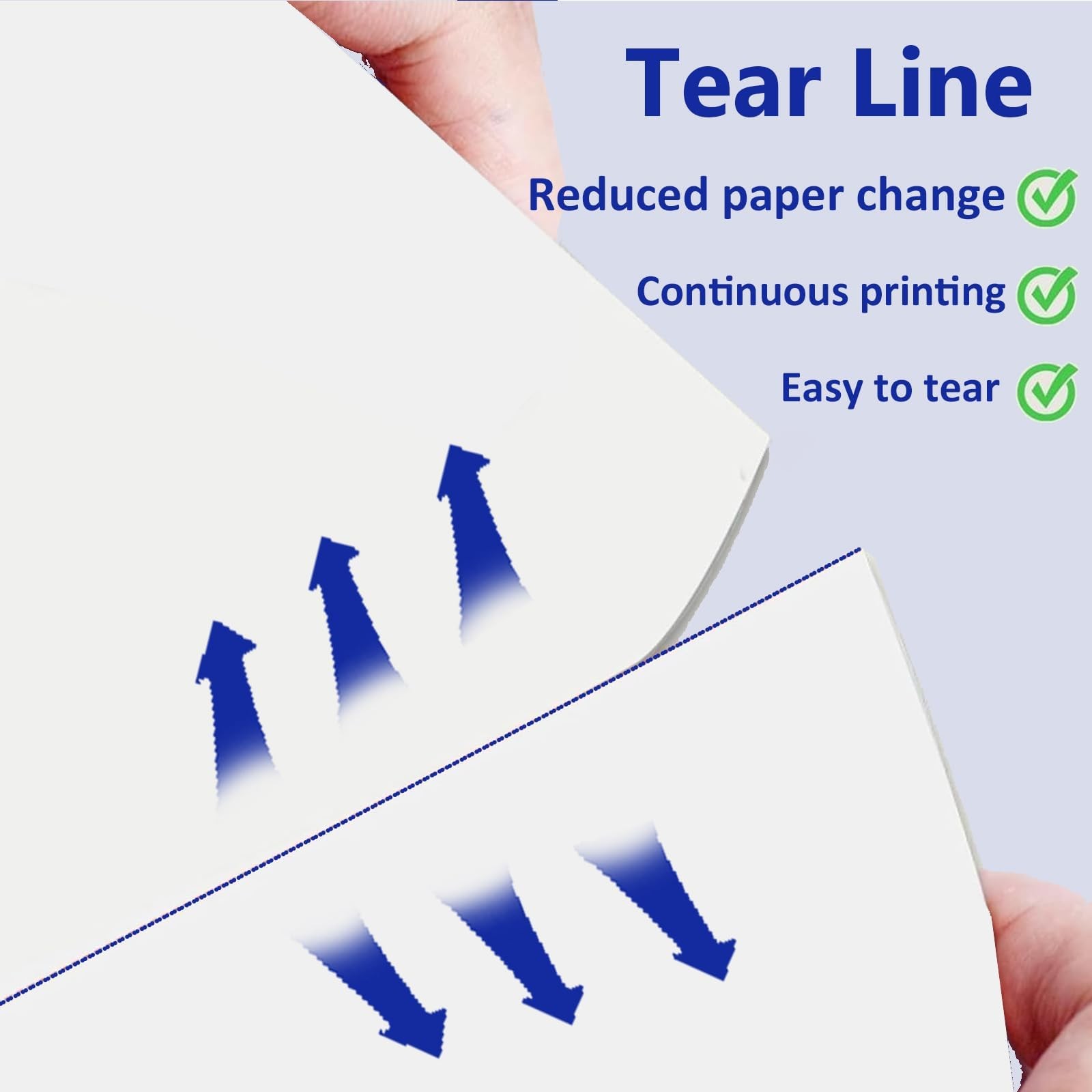 100 Sheets US Letter Size Thermal Paper, 8.5 x 11 Continuous Folding, white