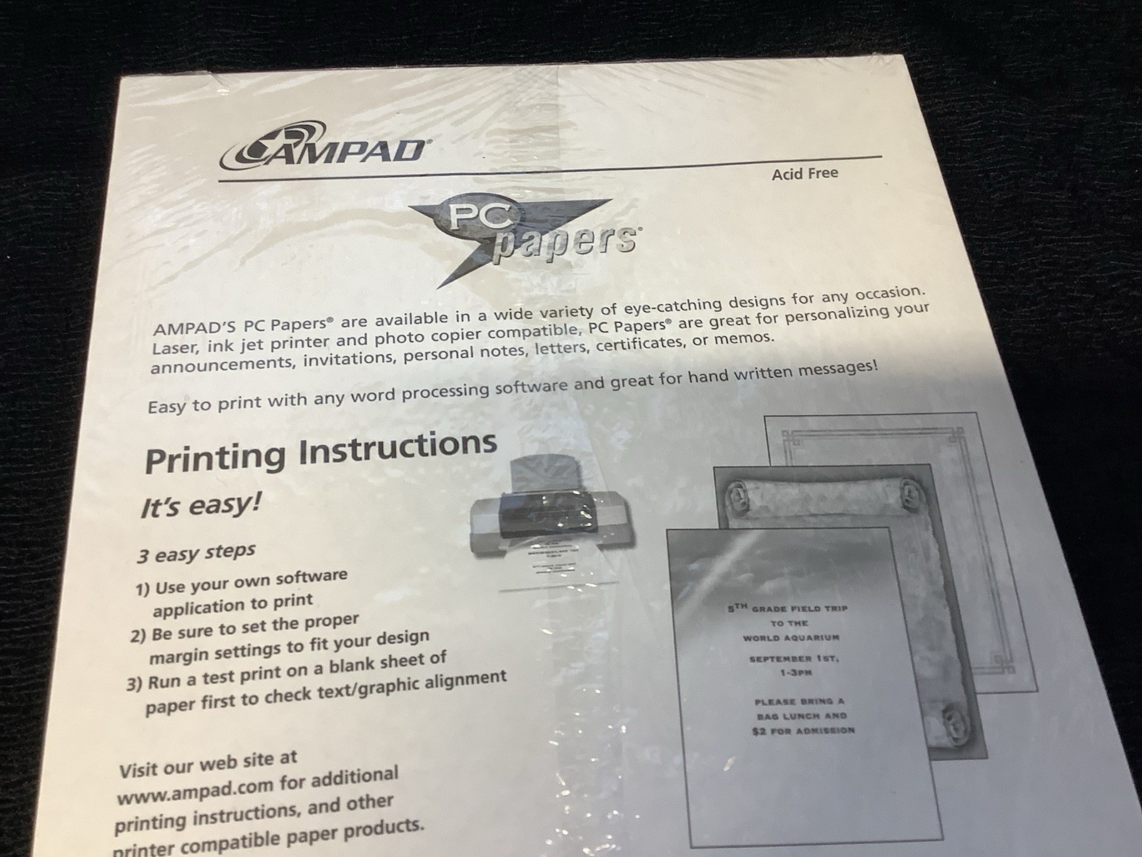 Ampad 1-pk of 25 Sheets Designer PC Paper Printer Ocean Fish New
