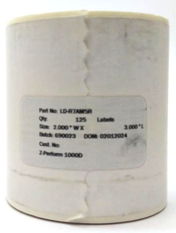 Zebra 2″ x 3″ Z-Perform 1000D Labels LD-R7AM5R White Genuine OEM – 8 Rolls