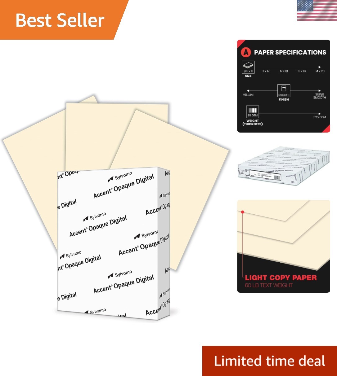 Sustainable 24lb Printer Paper – Smooth, Acid-Free, Cream – 500 Sheets Included