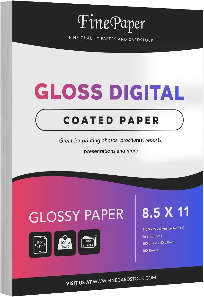 Double-Sided Glossy Paper – 8.5×11 – 100 Sheets – Ideal for Flyers & Brochures