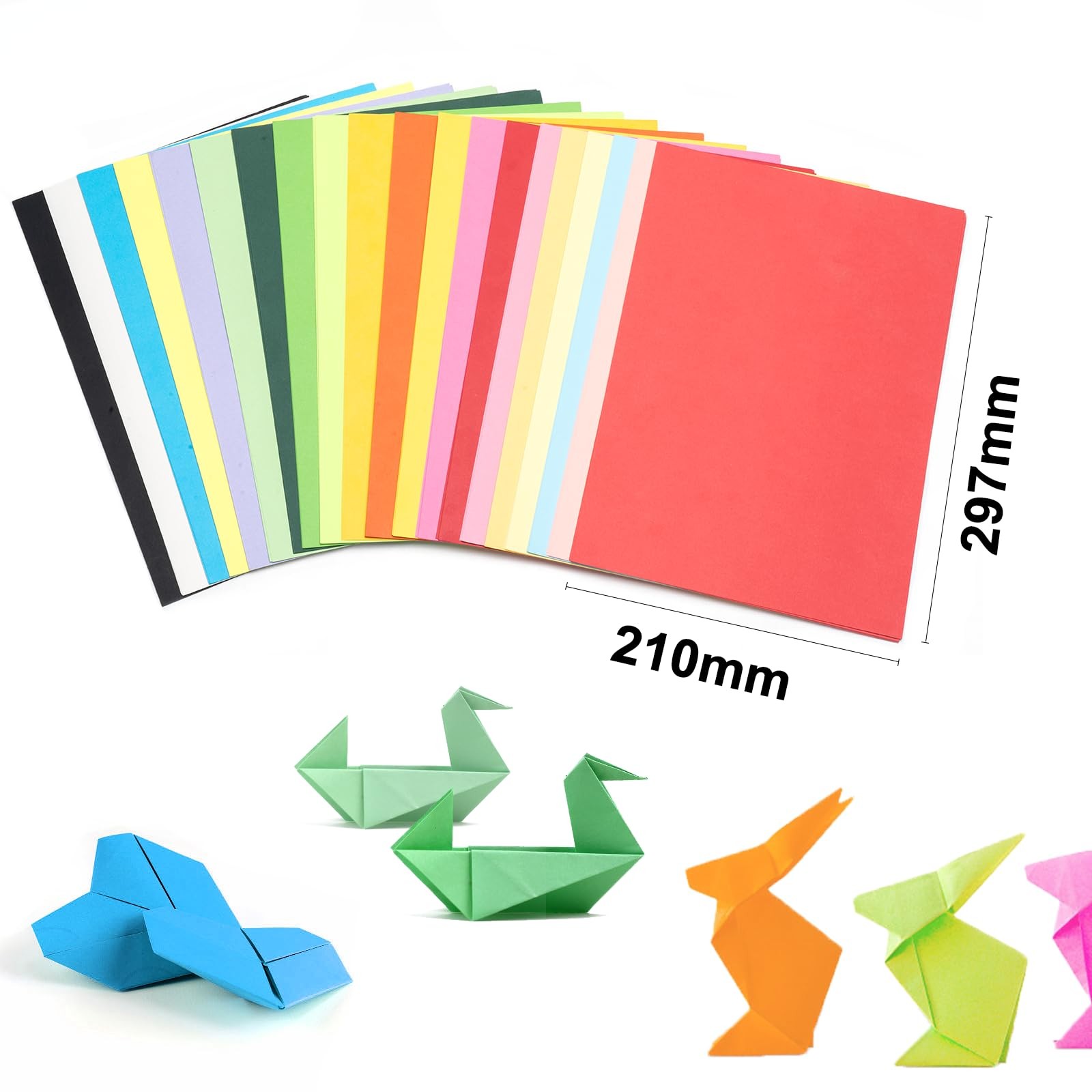 Craft Paper A4 Colourful 160g/m², 20 Colours 80 Sheets Coloured Paper, Coloured Print Sheets…