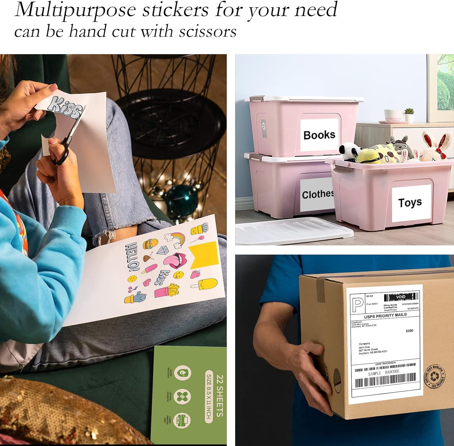 100 Full Sheets Sticker Paper for Laser & Ink Jet Printers, 8.5″ X 11″ Full