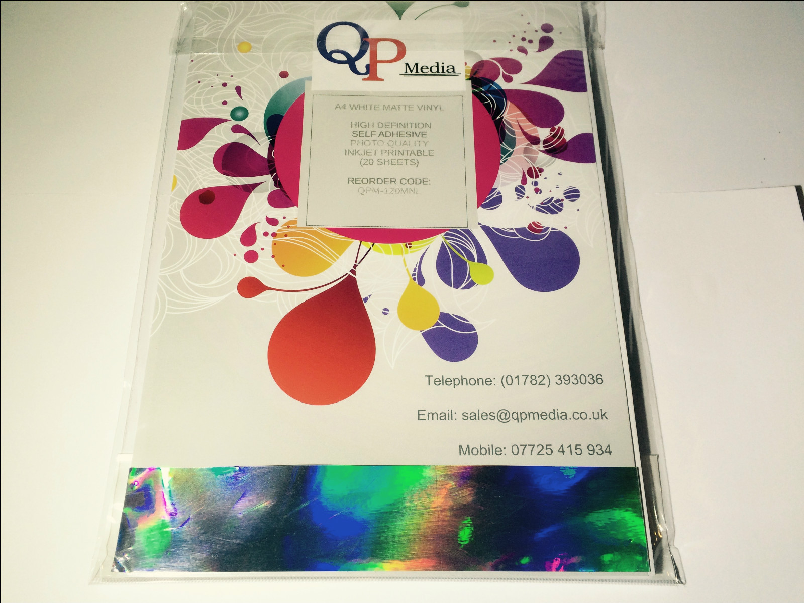 WHITE A4 INKJET SELF ADHESIVE STICKER/LABEL MATTE 120GSM VINYL (20 SHEETS)CODE X
