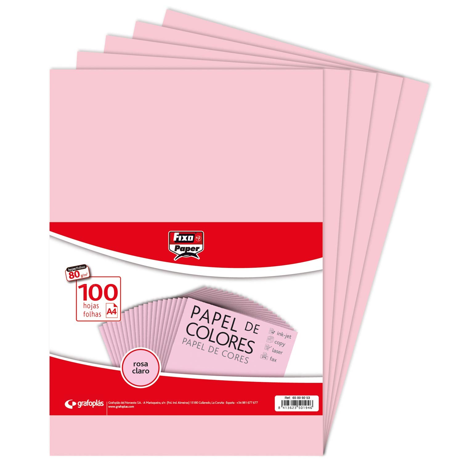 Sheets 80g, Paper, Light Pink, A4