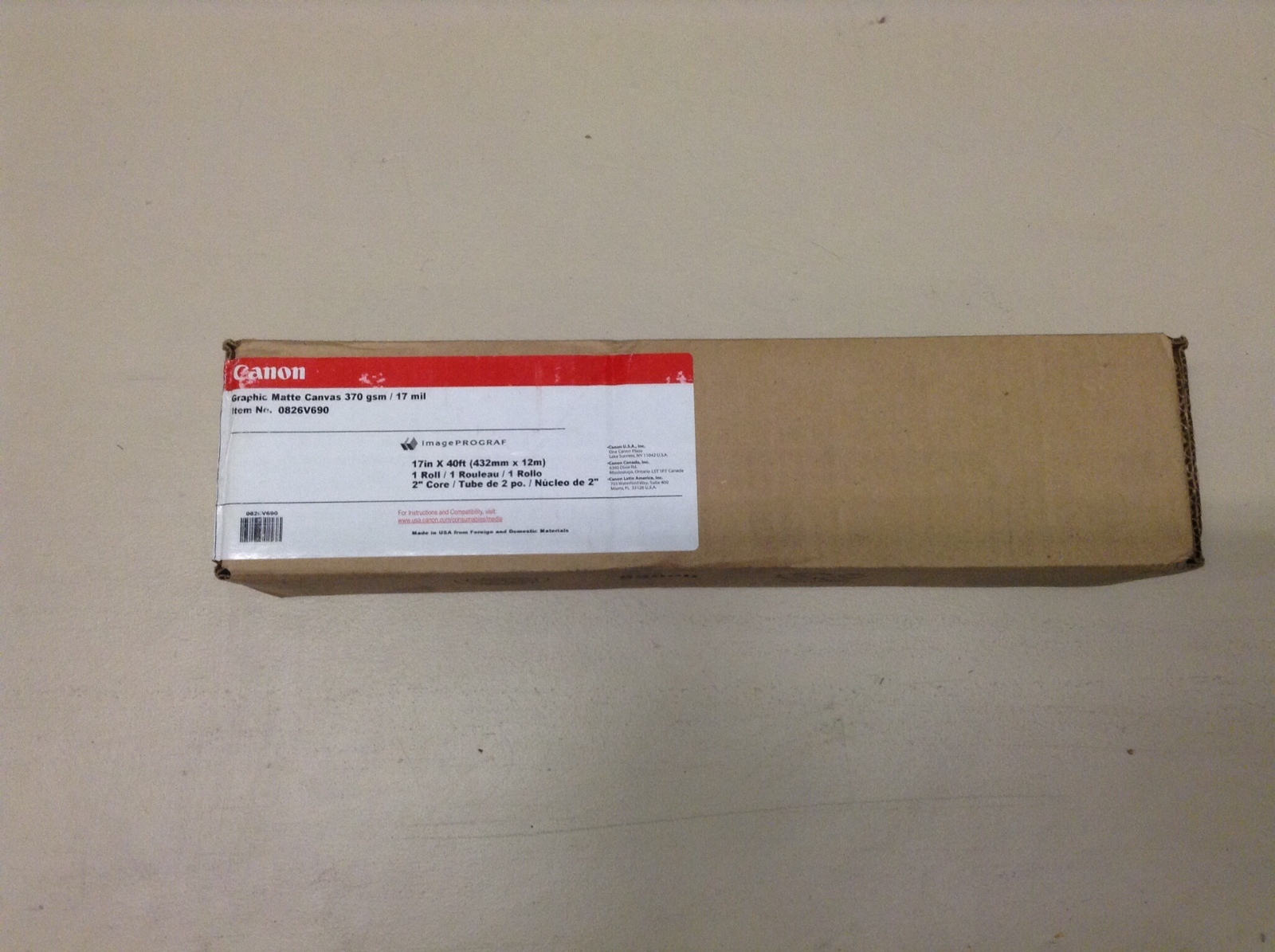 Canon Graphic Matte Canvas 17in x 40ft – #0826V690