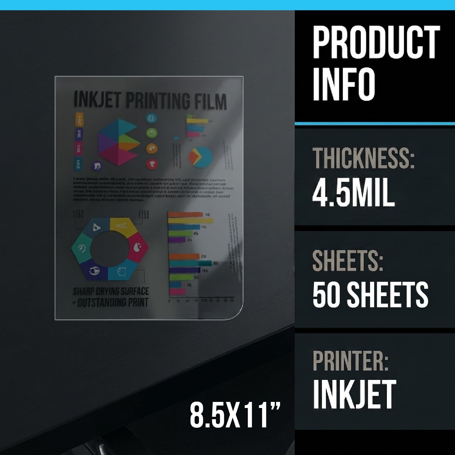 Inkjet OHP Transparency Film Sheets 8.5 × 11 Inch (Letter Size) 4.5 Mil – Cle…