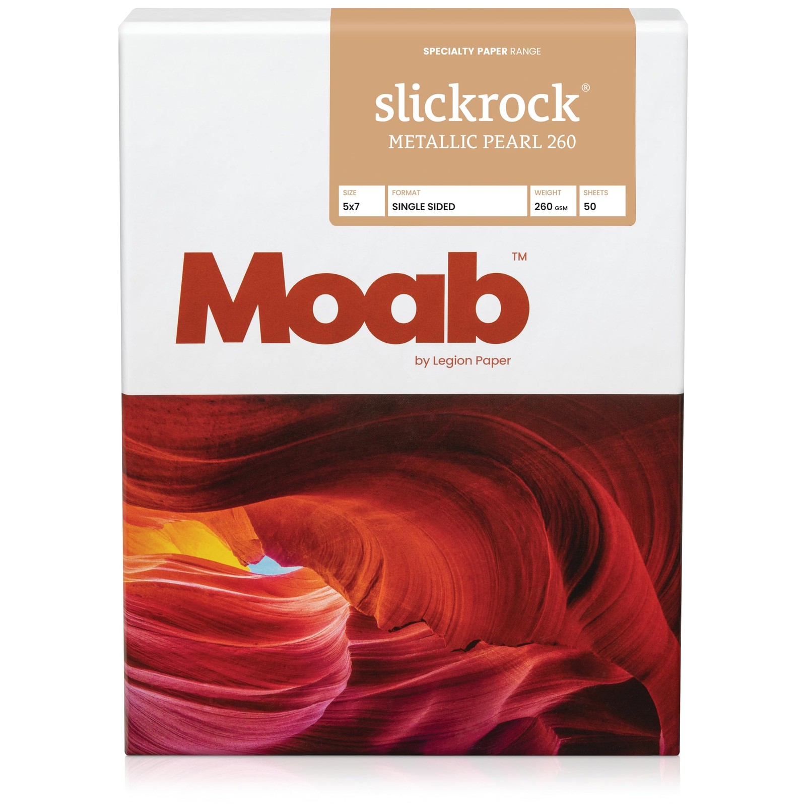 Moab Slickrock Metallic Pearl 260 Fine Art Archival Inkjet Paper, Glossy White,