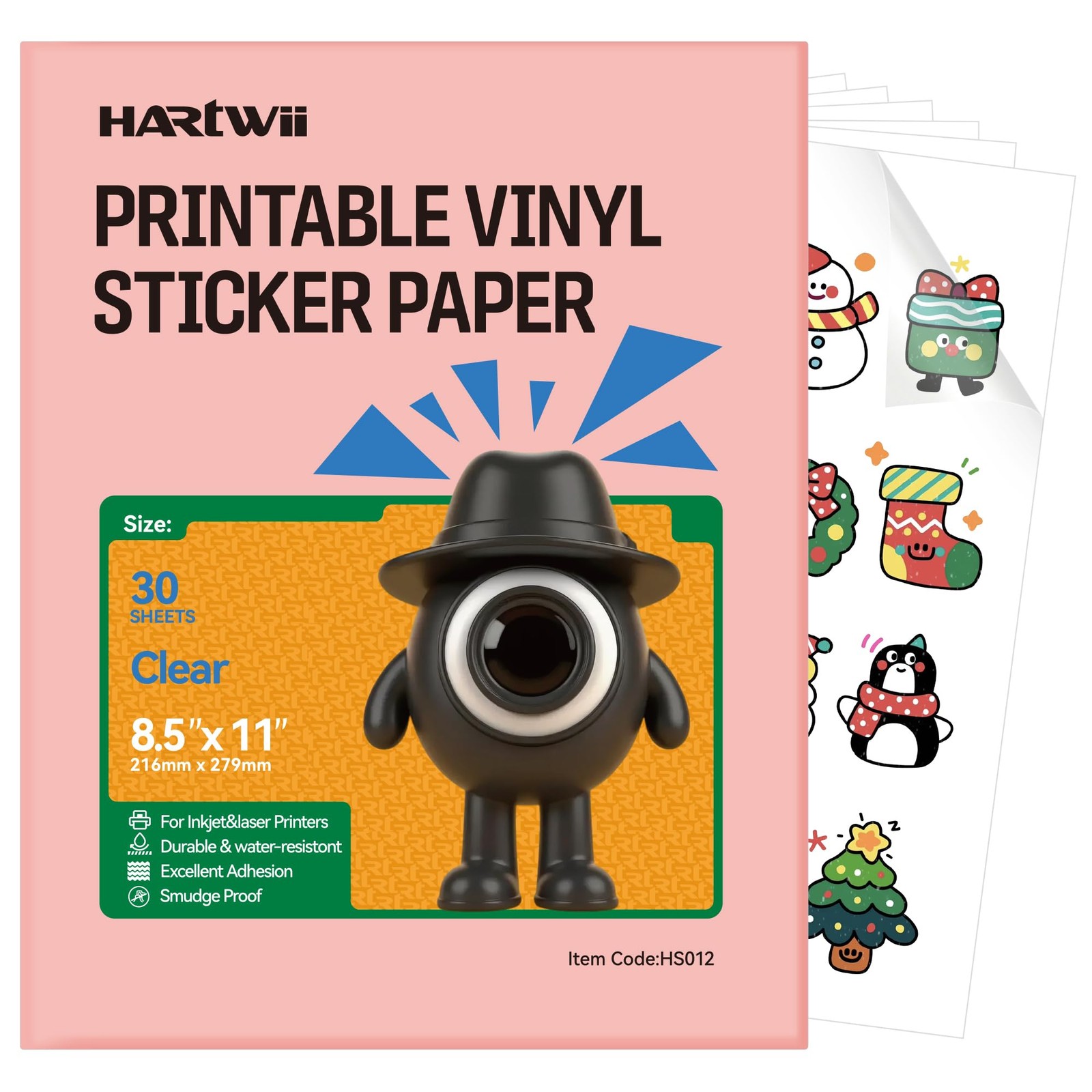 100% Clear Vinyl Sticker Paper 30 Pack, 8.5×11 Inches Transparent Printable S…