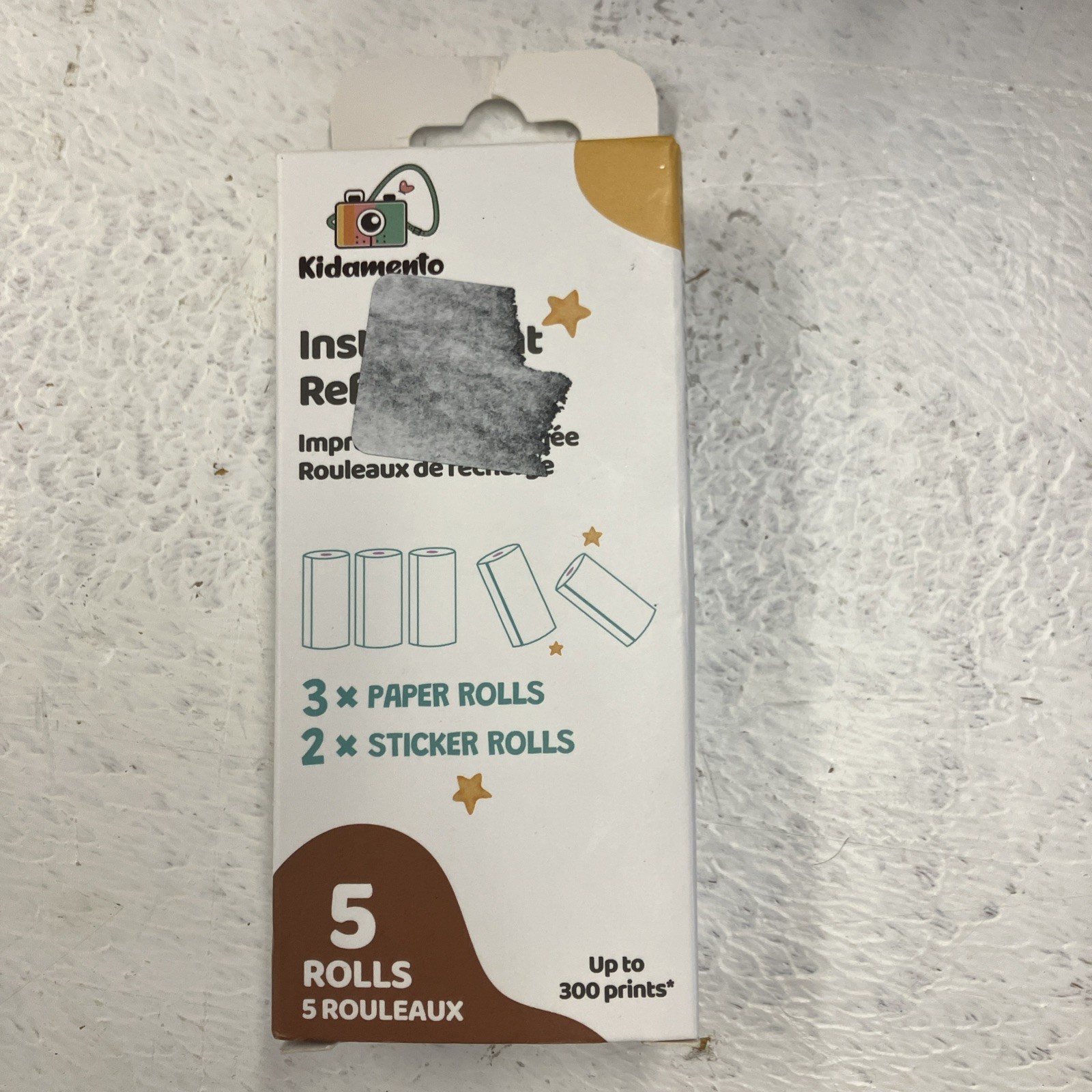 Kidamento Kids Camera Paper Refill + Sticker Rolls (5 Rolls) Up To 300 Prints