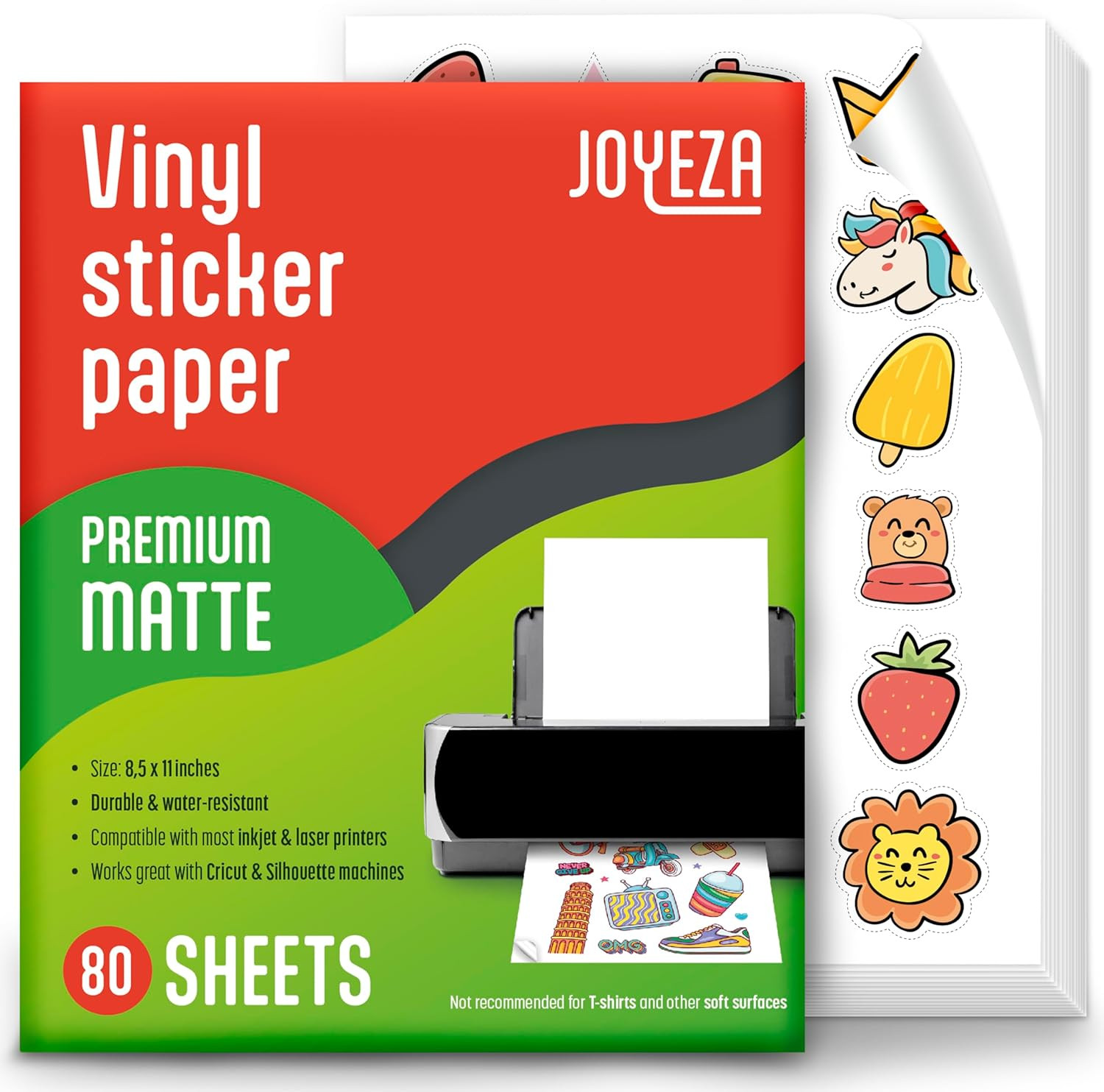Premium Printable Vinyl Sticker Paper for Inkjet Printer – 80 Sheets Matte Wh…