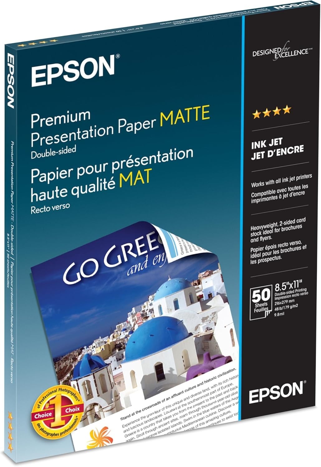 Epson Premium Presentation Paper MATTE (8.5×11 Inches, Double-sided, 50 Sheets)