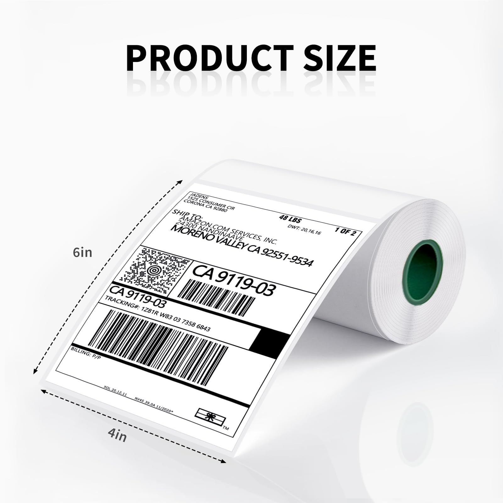 JADENS 6 Rolls Thermal Label Paper, 4×6” Compatible with C10 white