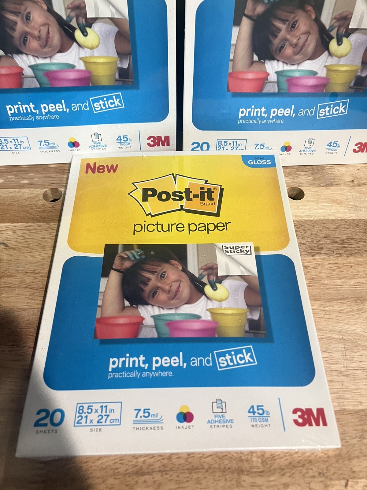 3M POST-IT PRINT PEEL & STICK 4″X6″ SEMI GLOSS PICTURE PAPER NEW QTY 3