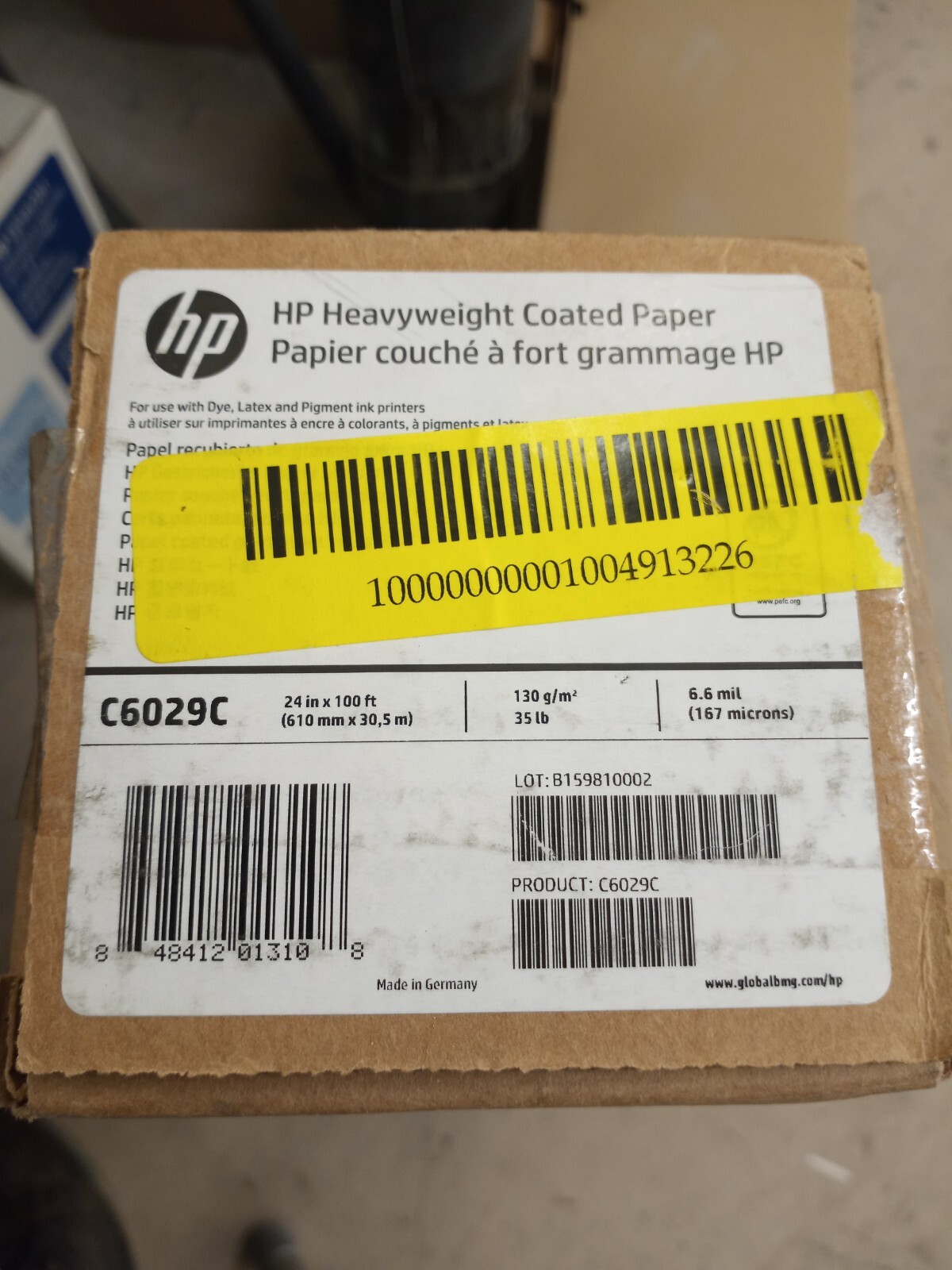 Heavyweight Coated Paper – 24″ x 100′ paper C6029C for HP designjets – 1 roll