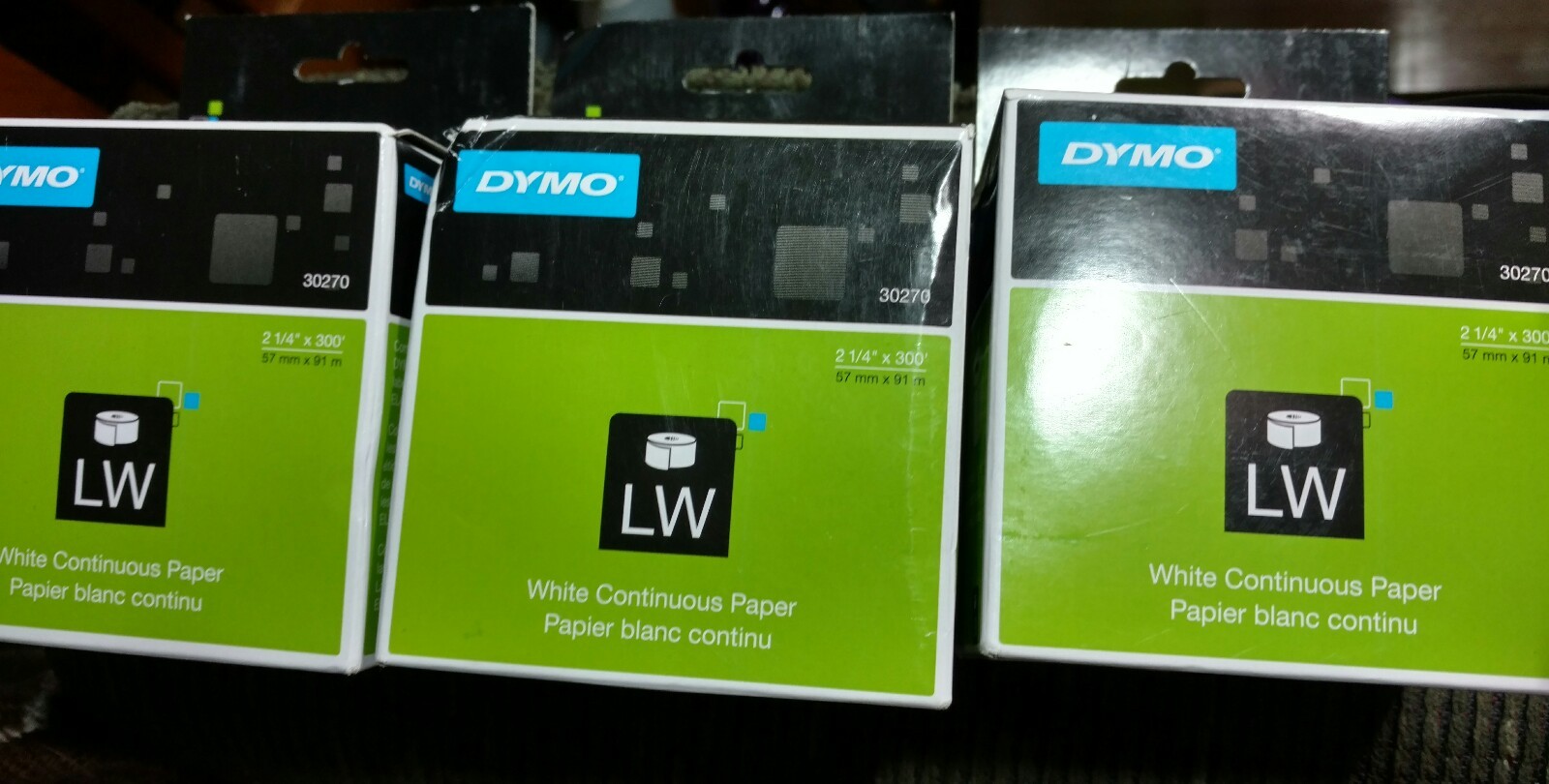 3 –DYMO 30270 Receipt Paper Tape, 2 1/4-inch, White, 300-foot Roll