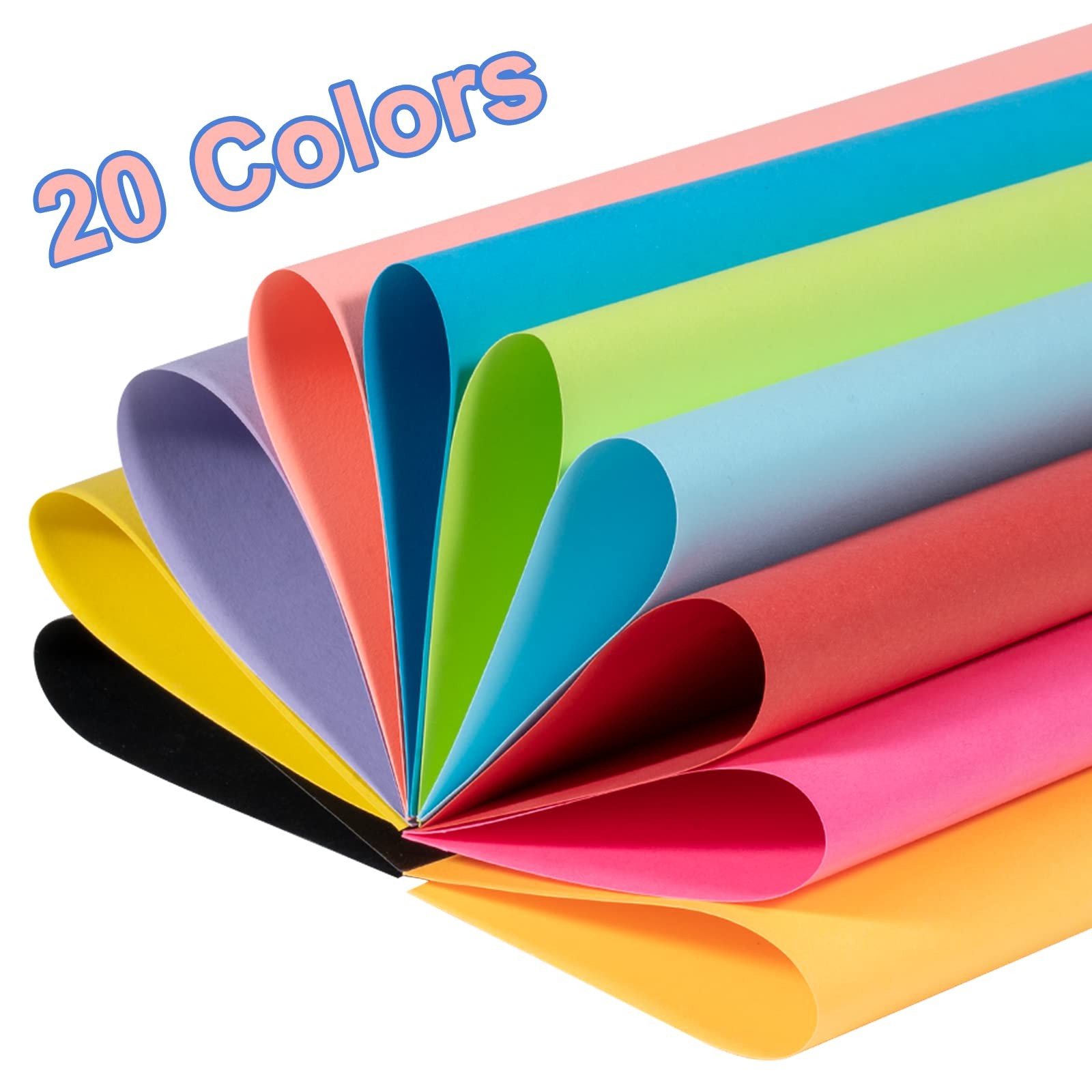 Craft Paper A4 Colourful 160g/m², 20 Colours 80 Sheets Coloured Paper, Coloured Print Sheets…