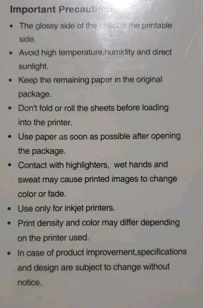 FULL COLORS A4 High Glossy Photo Inkjet Paper 240g/m -20 Sheets