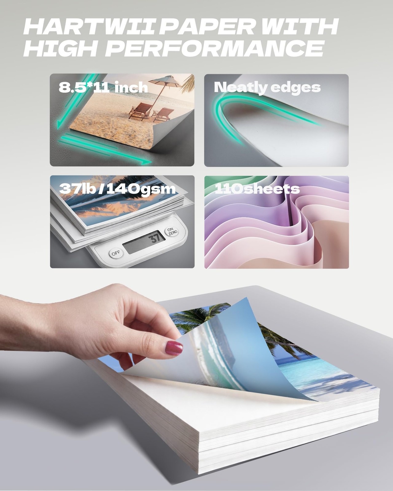 110 Sheets 8.5×11 Inch DoubleSided Matte Inkjet Printer Photo Paper 140GSM