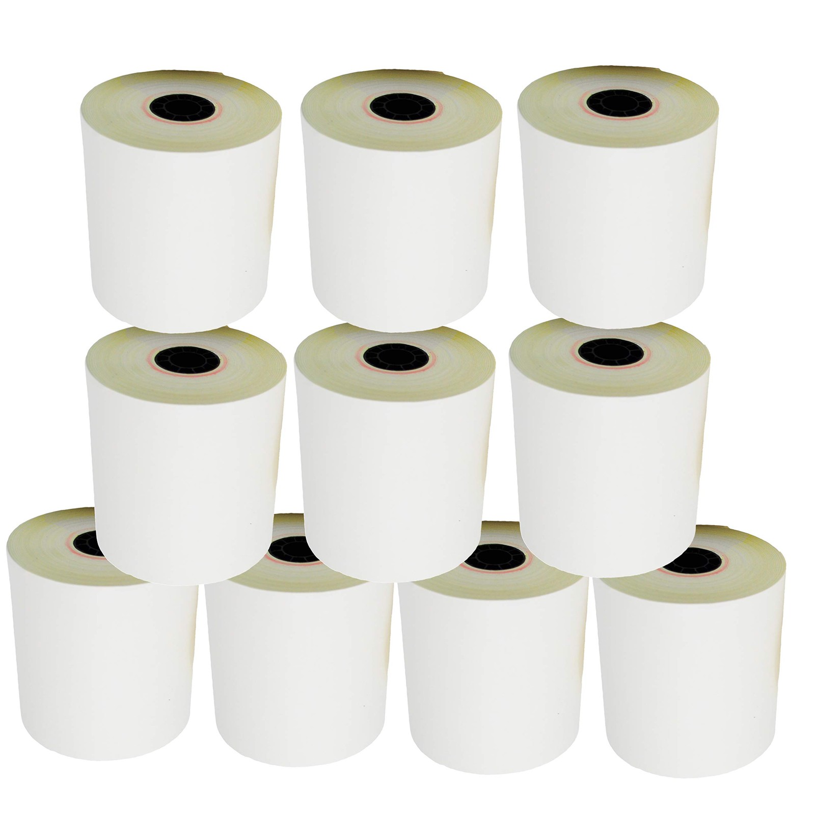 (10 Rolls – 50 GSM) 3” x 95′ White/Canary 2 Ply Pack of 10, white/canary