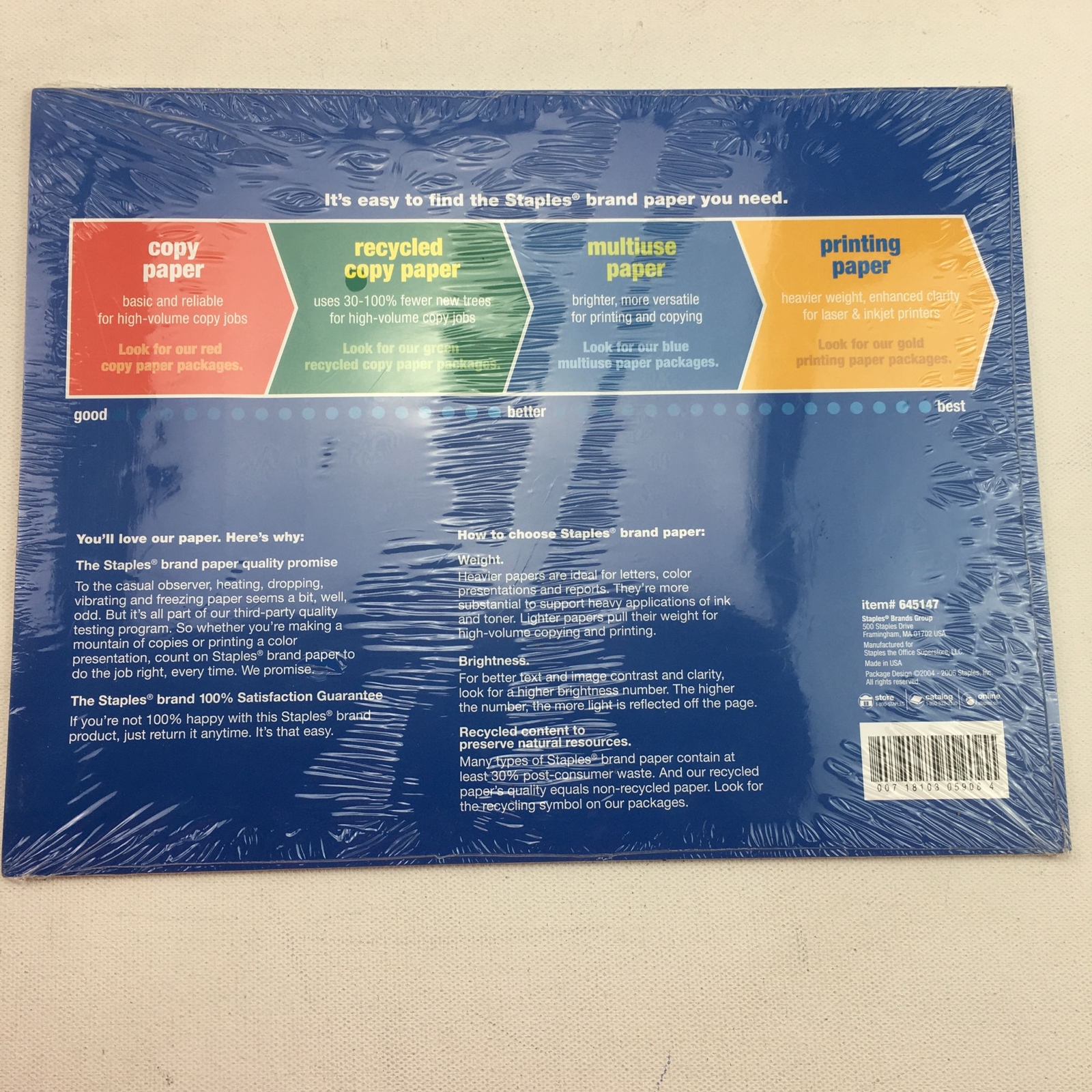 Staples Multiuse Paper Sample Pack 20 Letter Size 96 Bright 20# Acid Free 645147