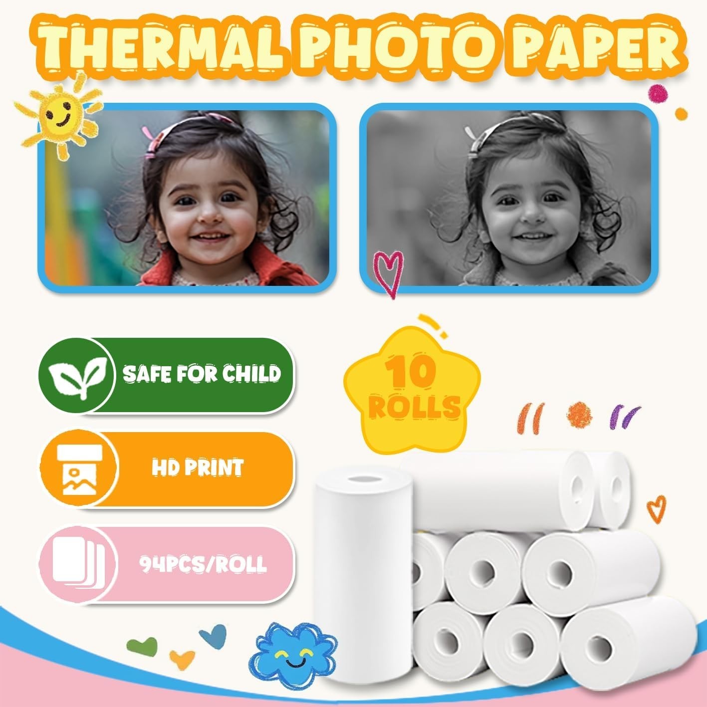 720Pcs Thermal Paper for Kids Camera Instant Print, 57x25mm Instant Print Pap…