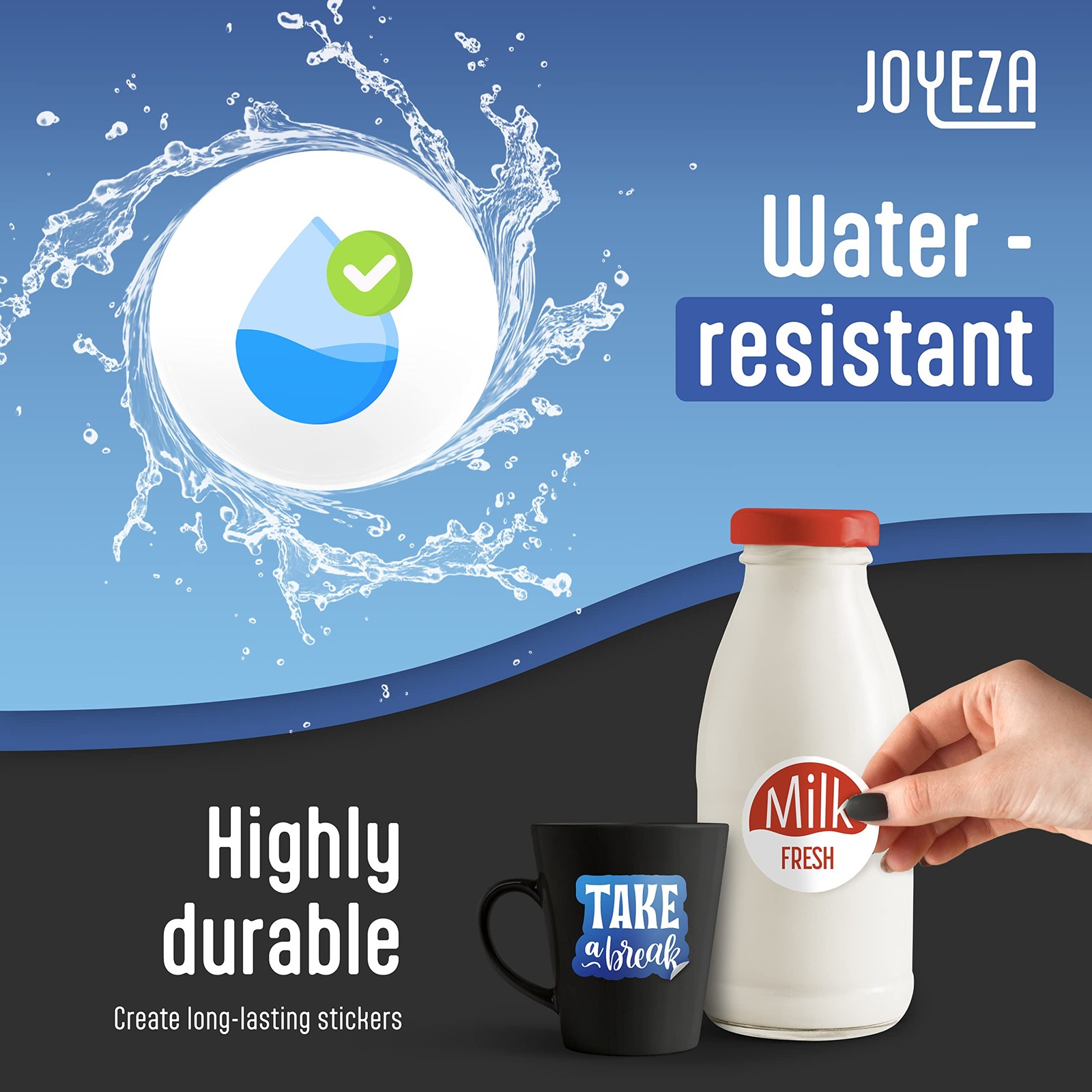 JOYEZA Premium Printable Vinyl Sticker Paper for Inkjet Printer – 25 White