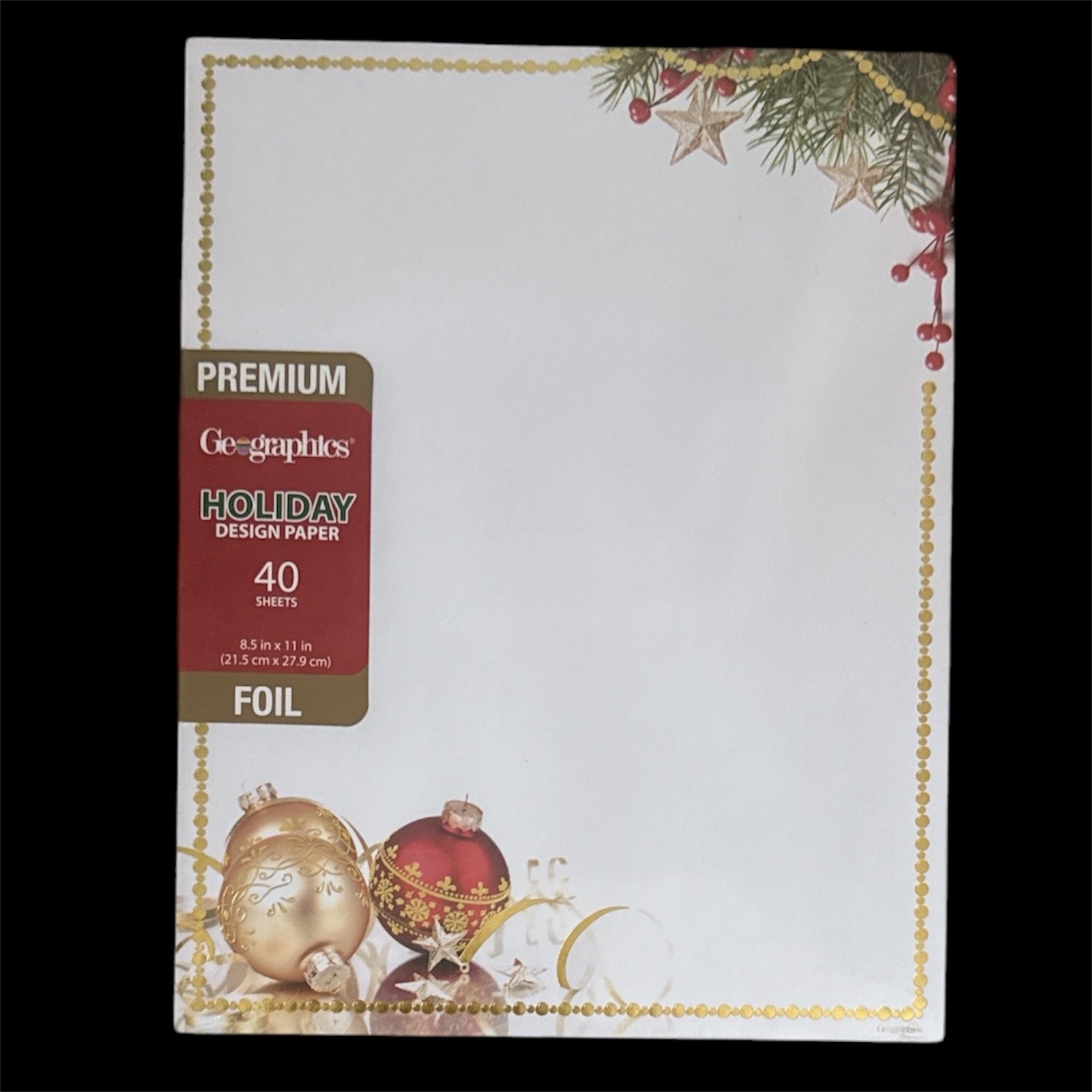 Christmas Printer Copy Paper Letterhead 8.5×11 Geographics 40 Sheets Ornaments