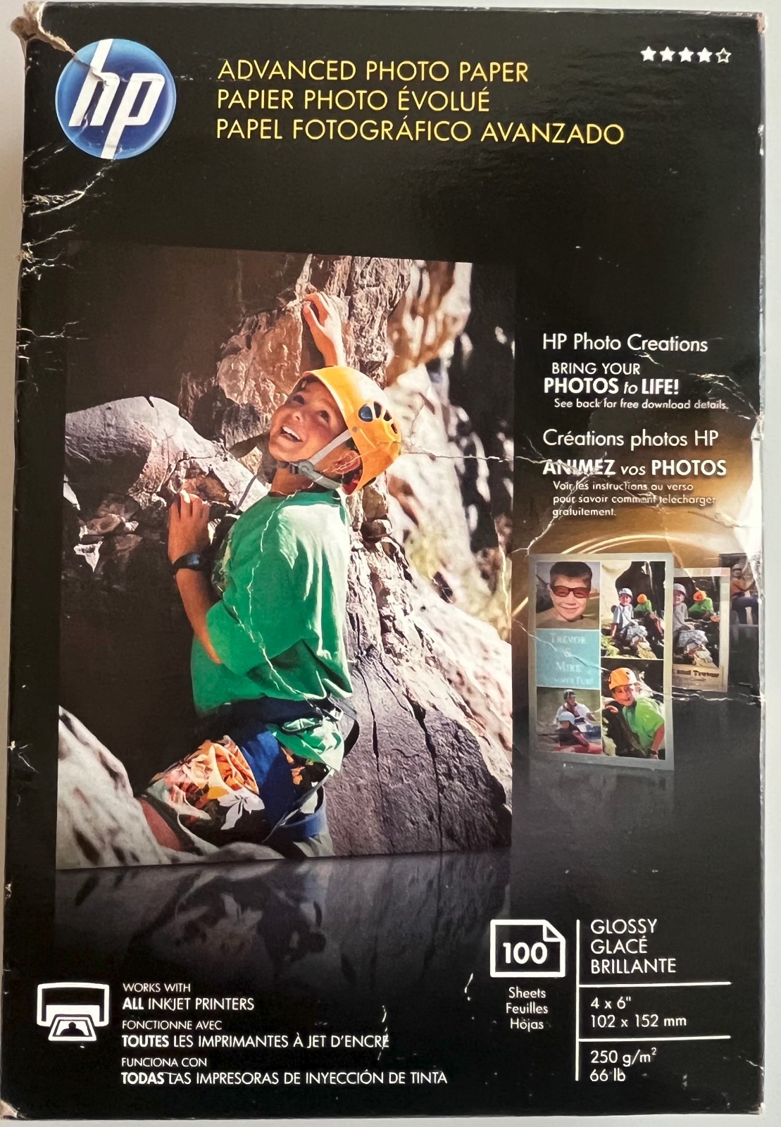 HP Q6638A Advanced Photo Paper 4” x 6” Glossy 100 Sheets – New, Sealed